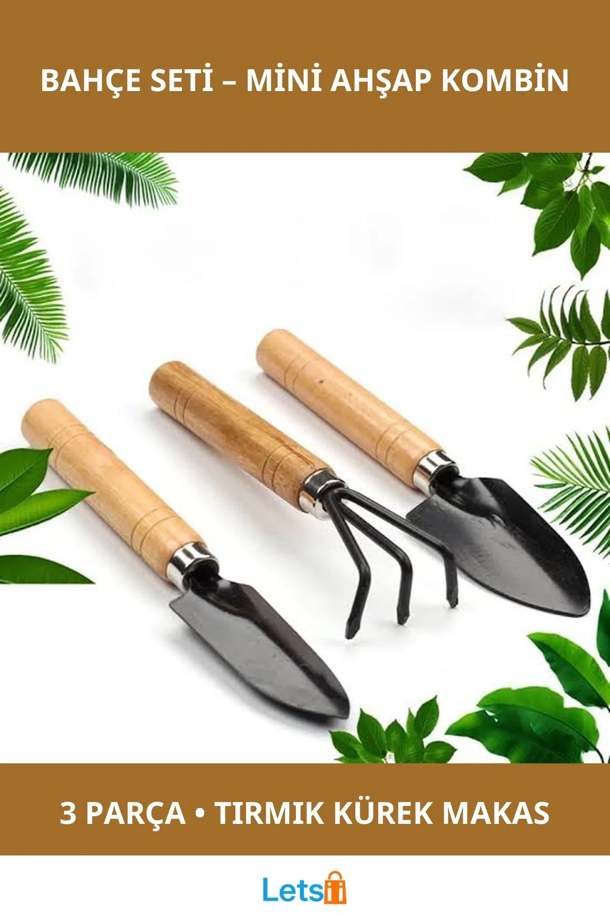 Mini Ahşap Hobi Bahçe Seti 3 Parça