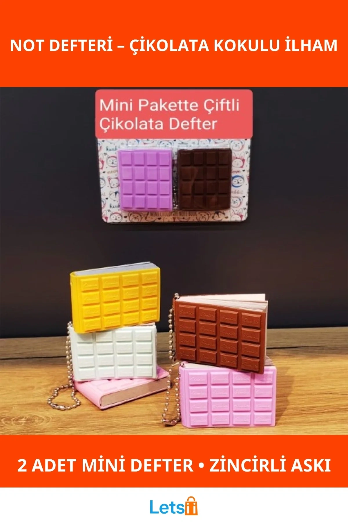 Mini Çiftli Çikolata Not Defteri 2 Adet 4x5 cm