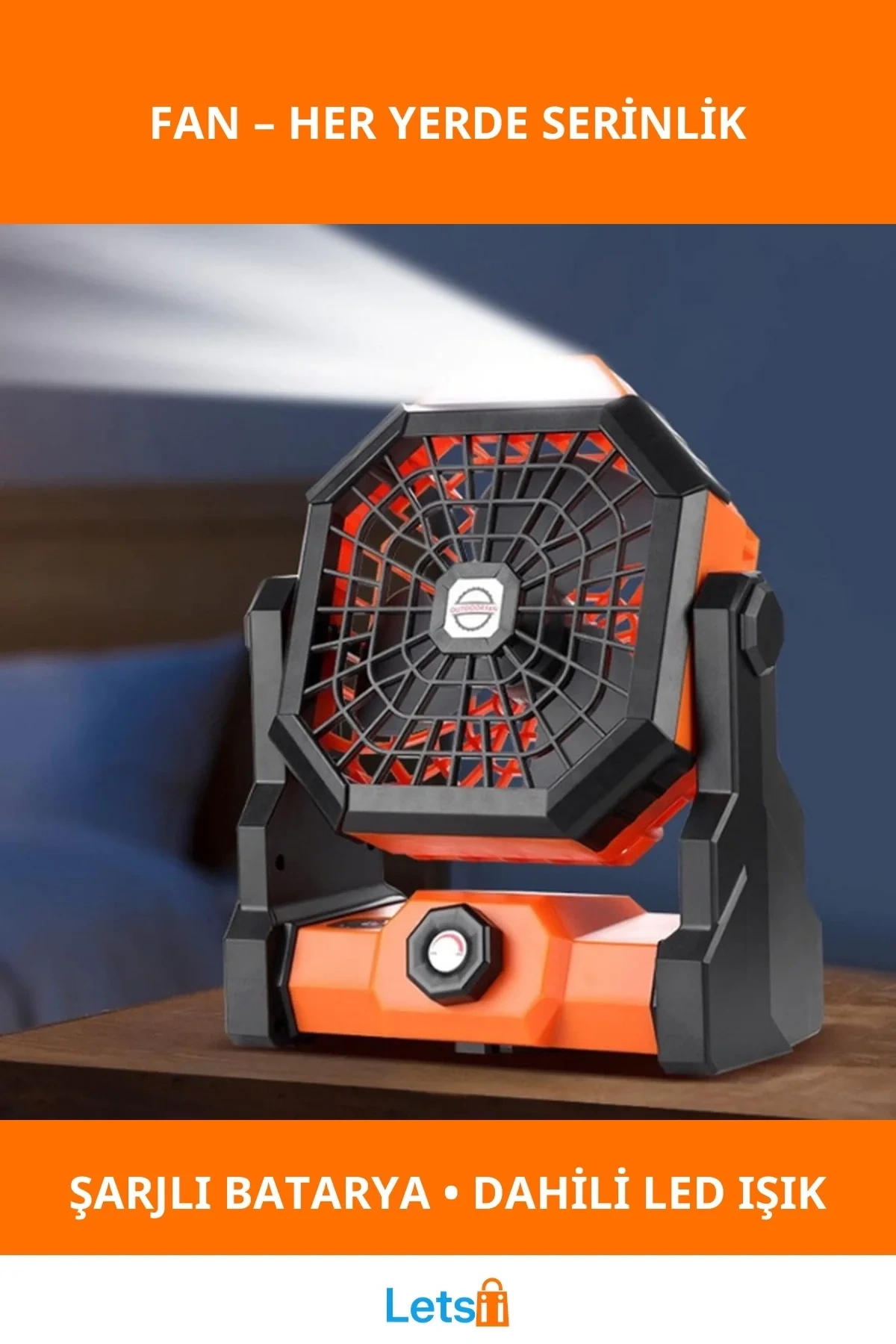 Mini Şarjlı LED Aydınlatmalı Kare Fan Taşınabilir Serinletici