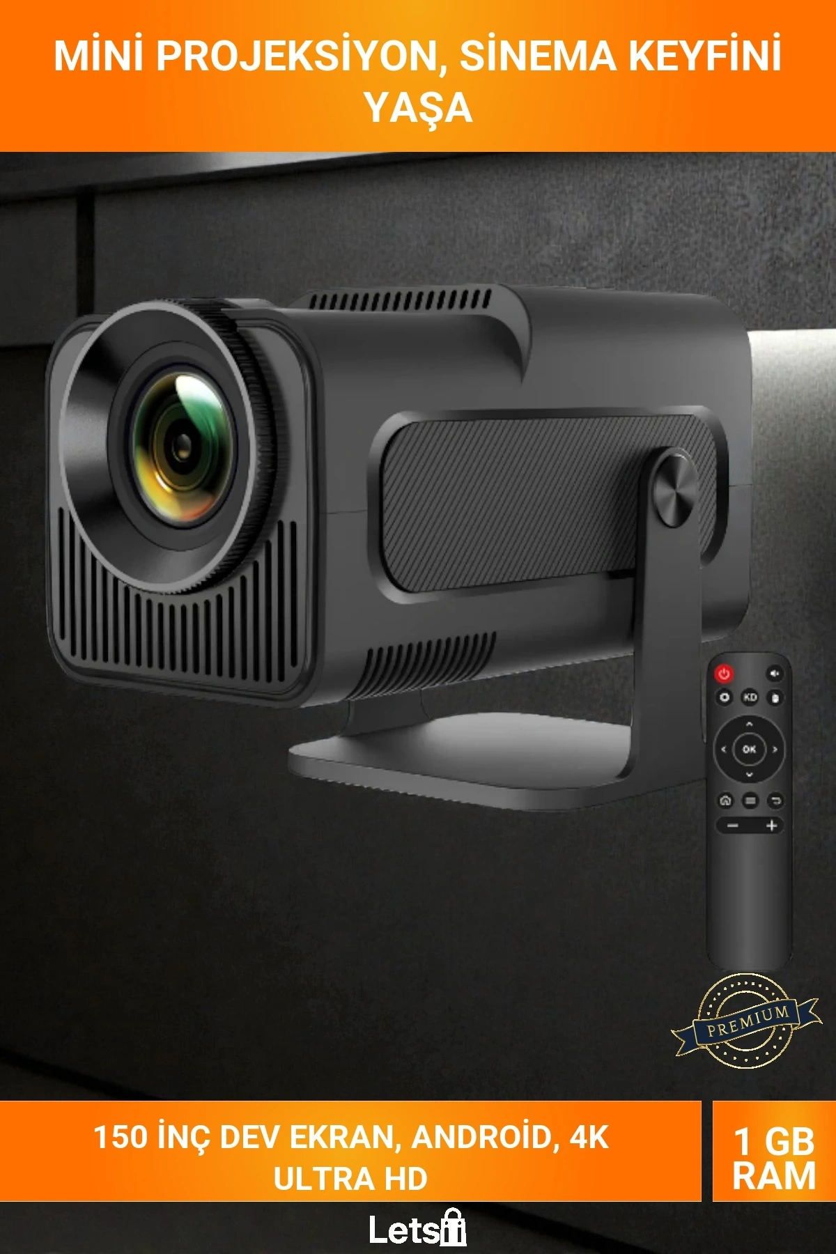 Mini Taşınabilir 4K Destekli Android Akıllı Full HD 1080P Wi Fi Bluetooth 150 İnç Ev Sinema Projeksiyon Cihazı