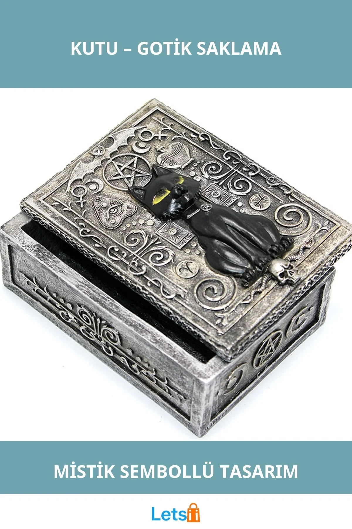 Mistik Grave Polyester Kedi Tasarımlı Kutu