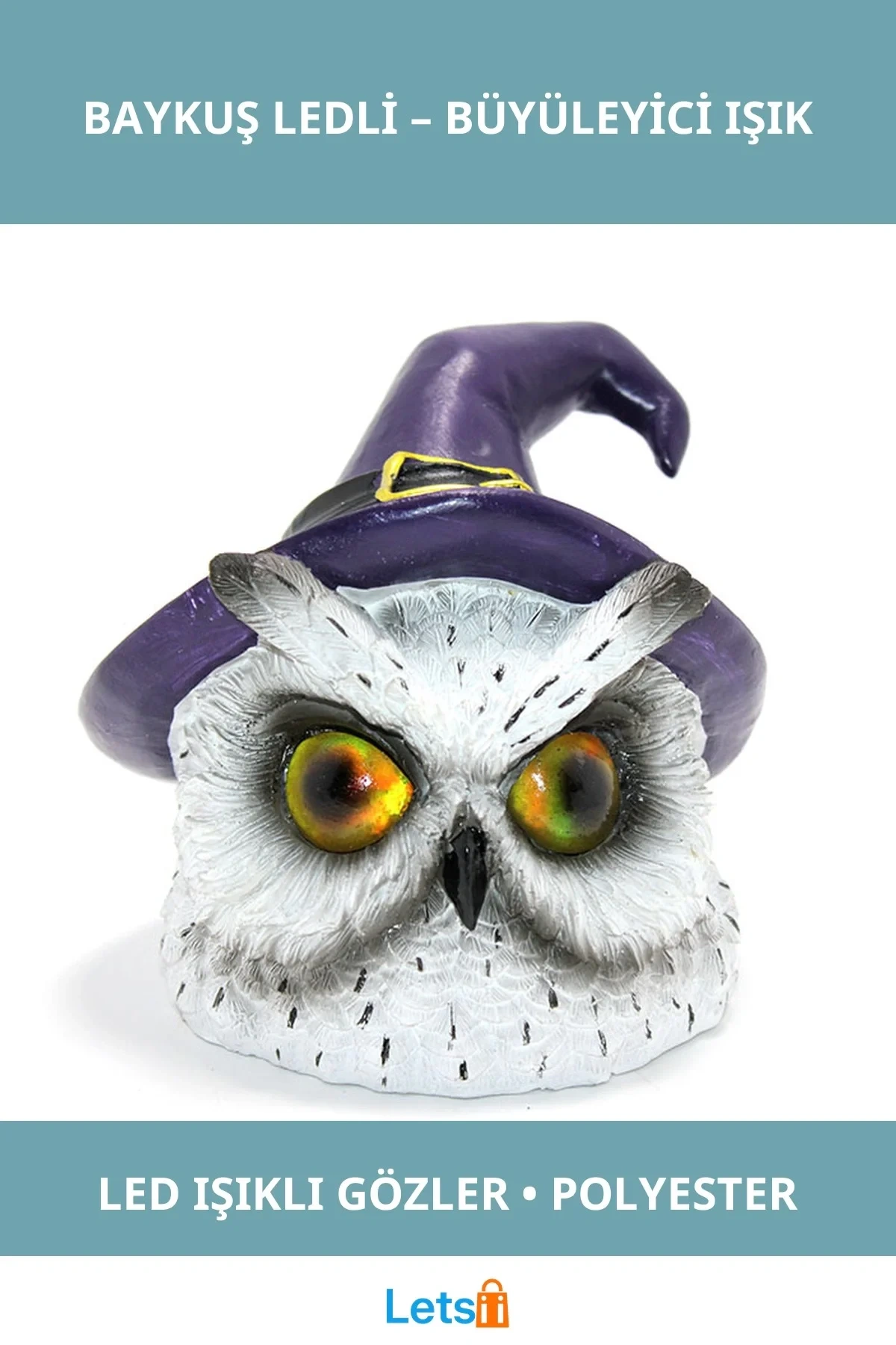 Mistik Polyester Baykuş Figürü LED Işıklı Dekoratif Obje