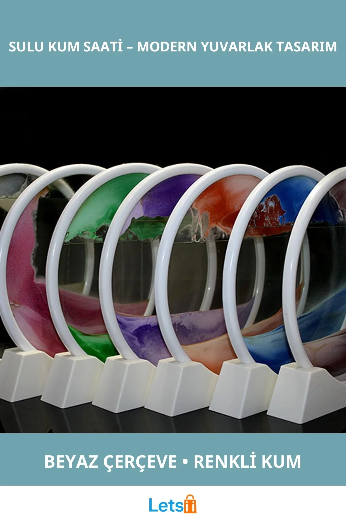 Modern Beyaz Çerçeveli Sulu Kum Saati