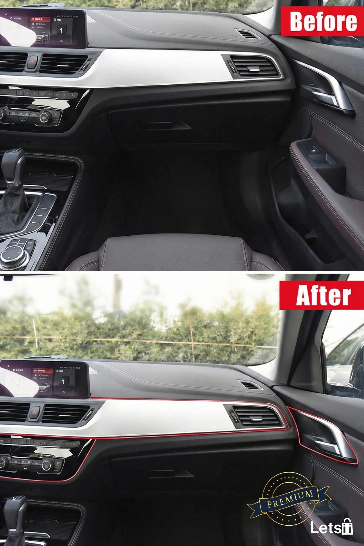 Modern Esnek PVC Araba Dekorasyon 5 Metre Şerit Trim Kırmızı Mavi Gümüş