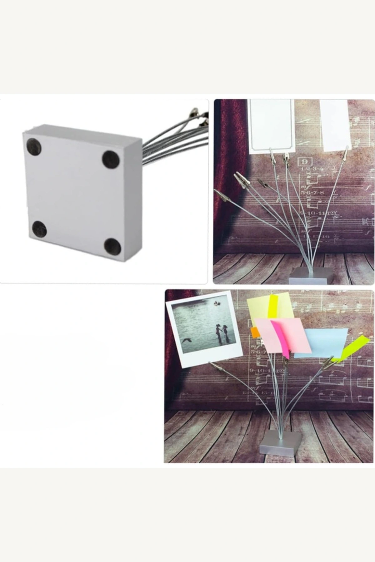 Modern Minimalist Paslanmaz Çelik Çoklu Kıskaçlı Masaüstü Kağıt Not Tutucu