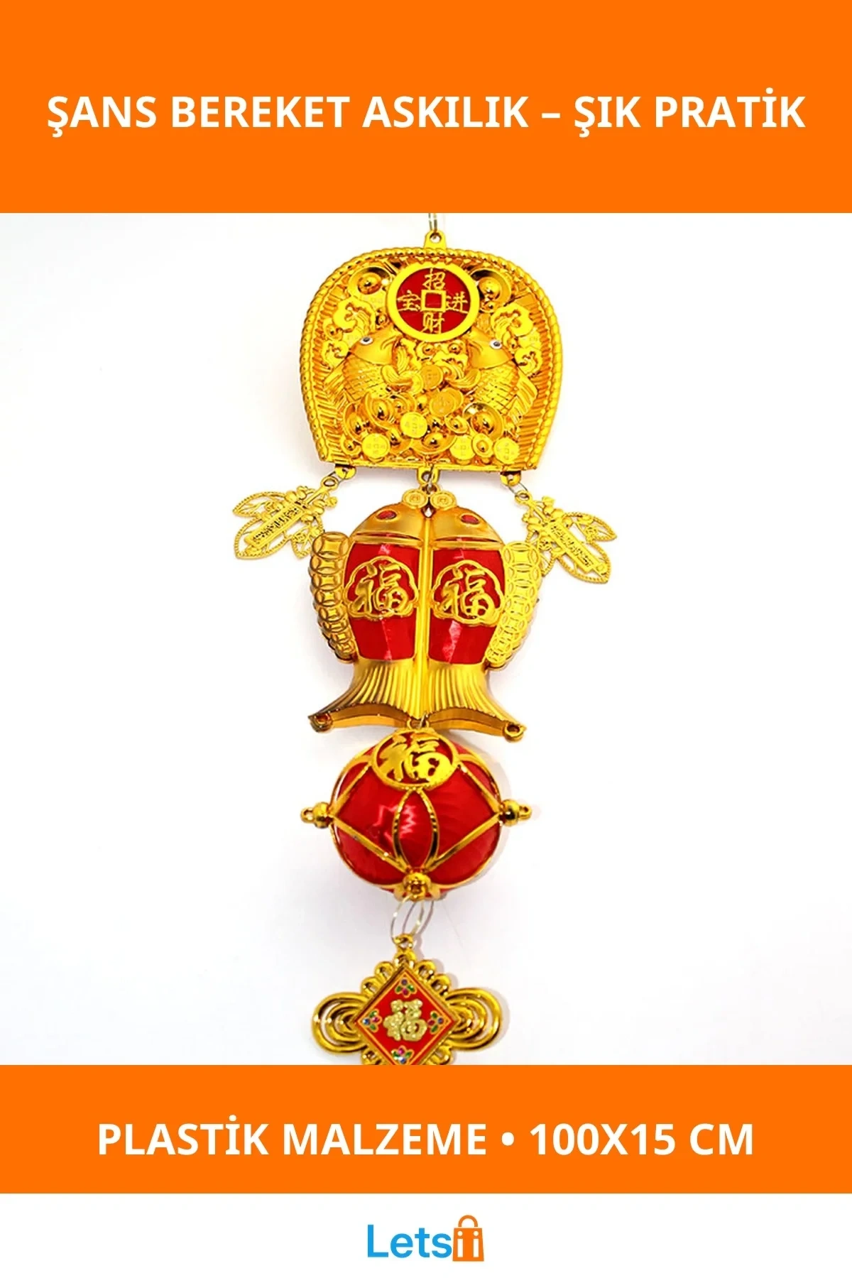 Modern Şans ve Bereket Temalı Plastik Askılık 100x15 cm