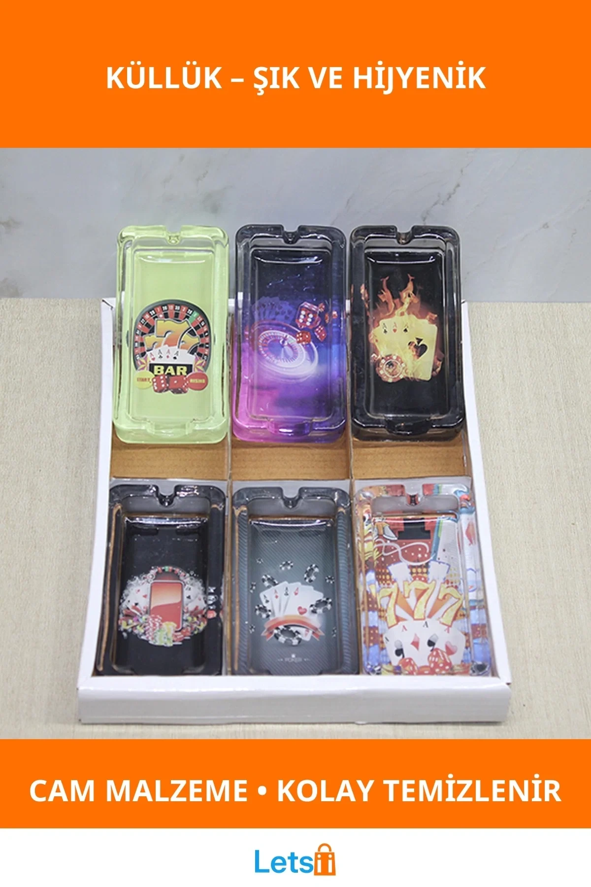 Modern Tasarımlı Dayanıklı Cam Küllük 1 Adet