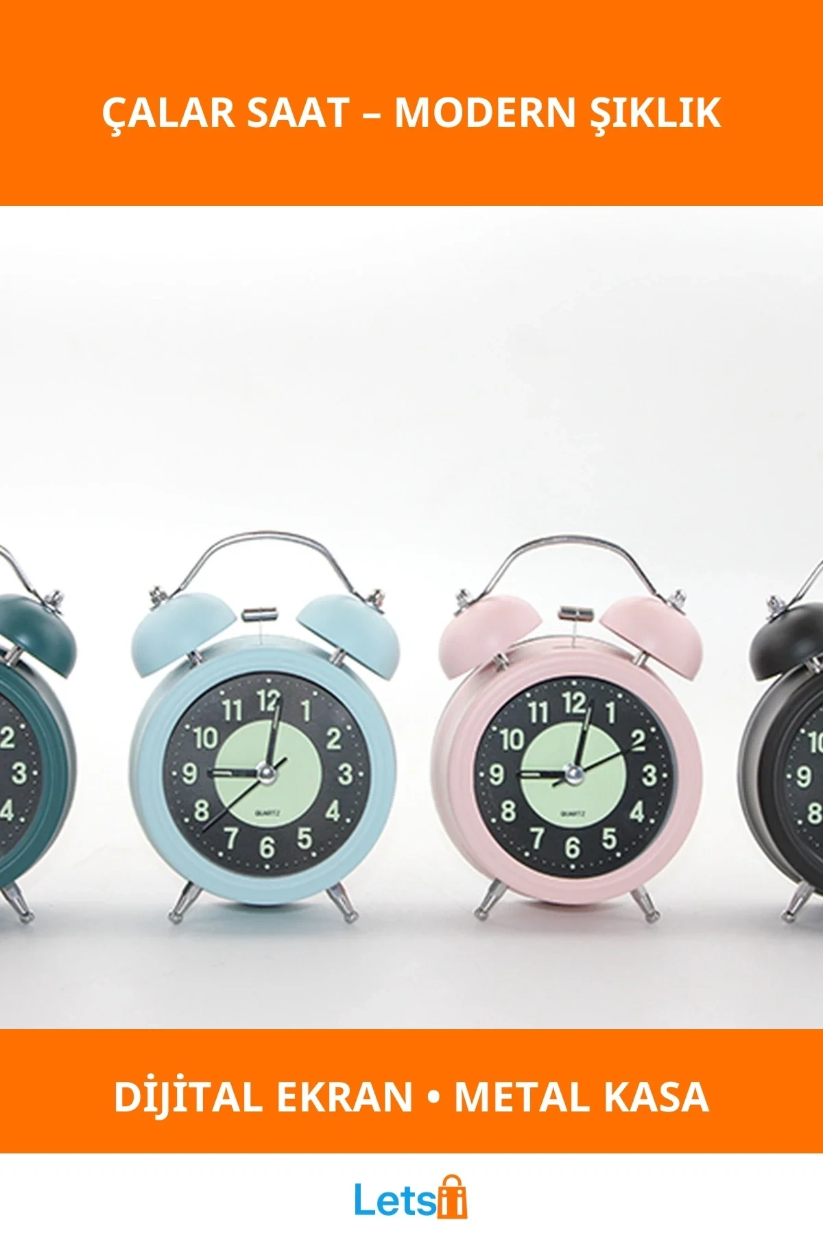 Modern Tasarımlı Şık Metal Çalar Saat Dijital Ekran Alarm Fonksiyonu