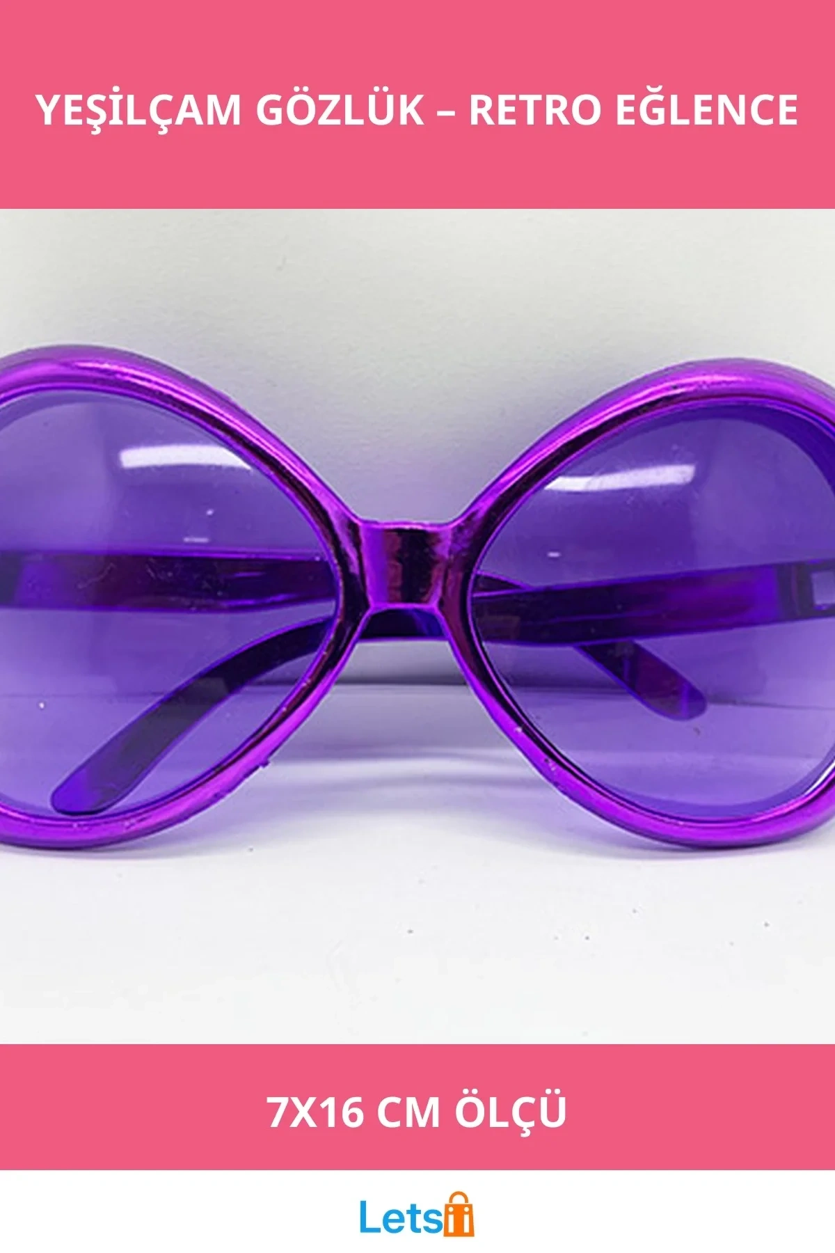 Mor Renk Yeşilçam Nostalji Parti Gözlüğü 7x16 cm