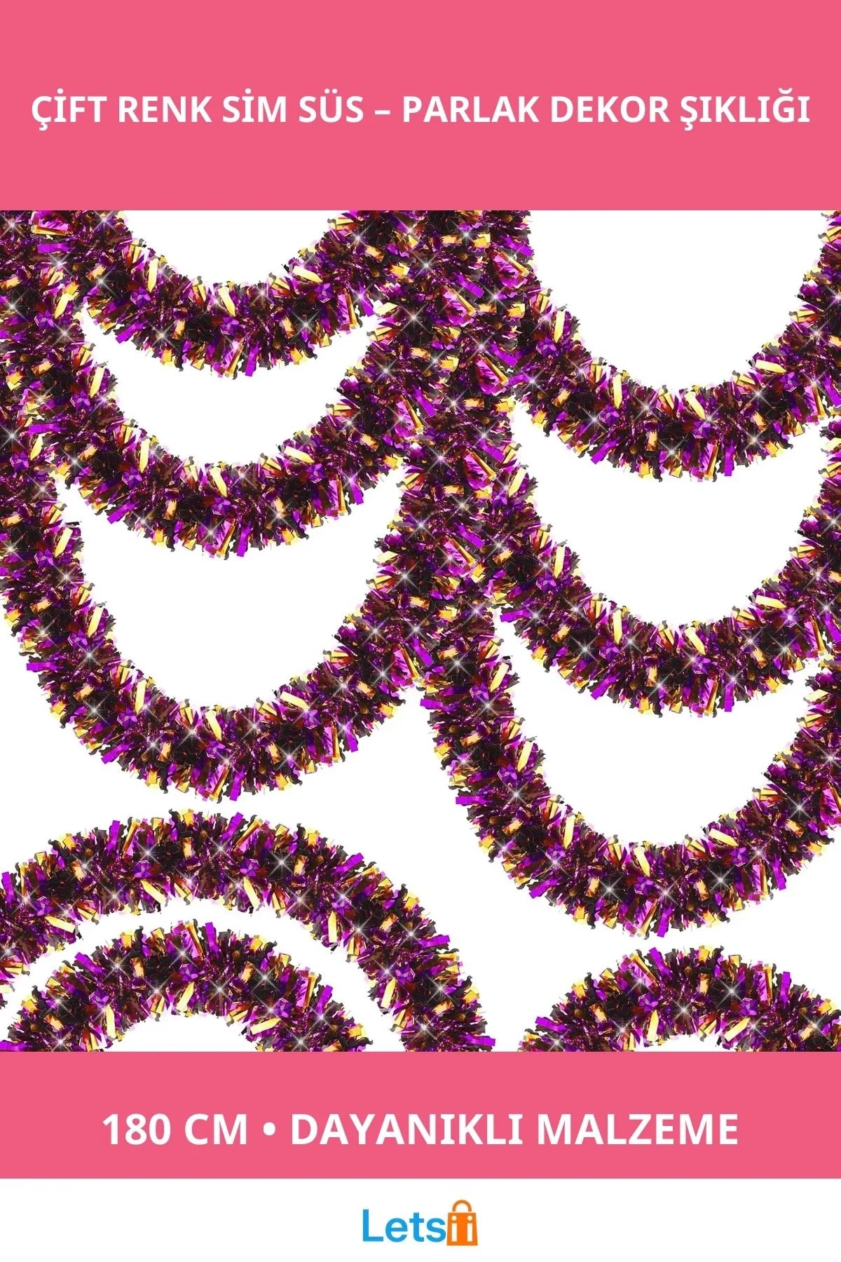 Mor Turuncu Çift Renk Sim Süs 180 cm Dekoratif Aksesuar