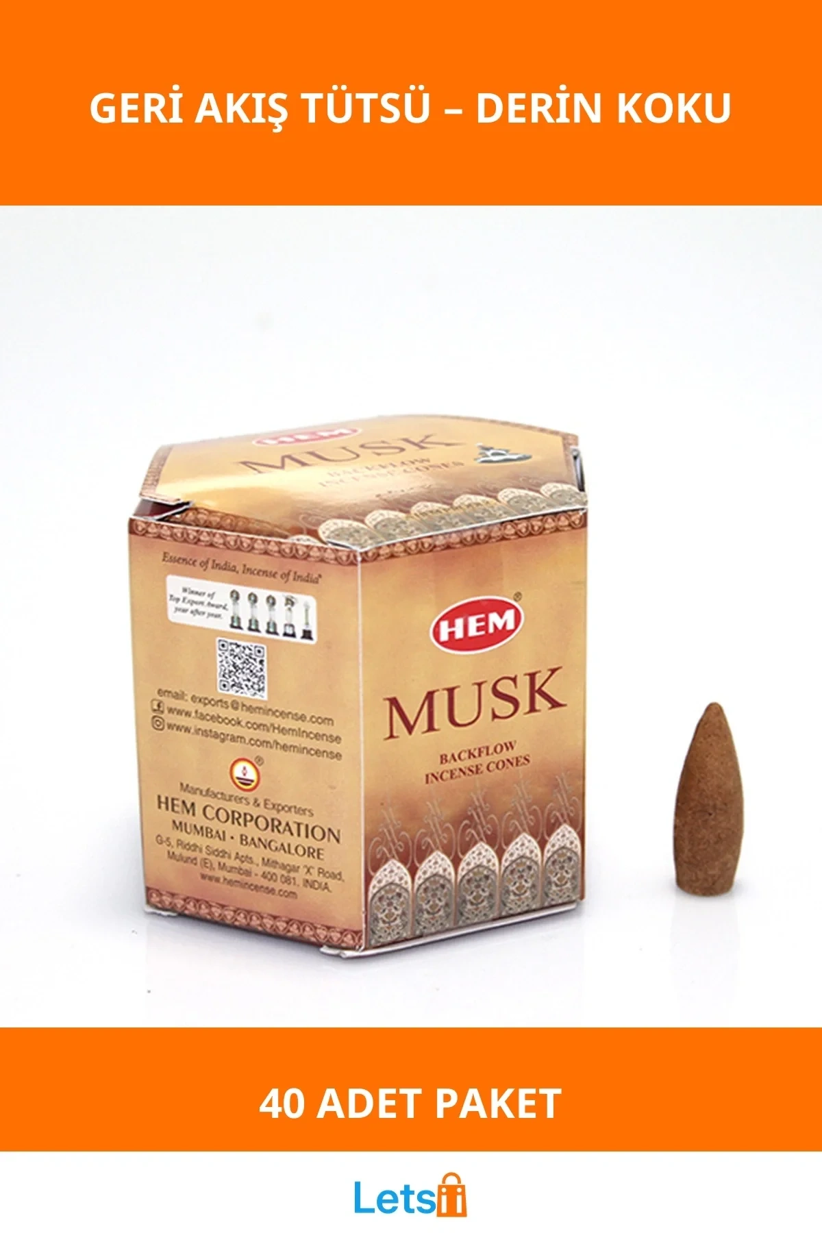 Musk Aromalı Geri Akış Tütsü 40 Adet