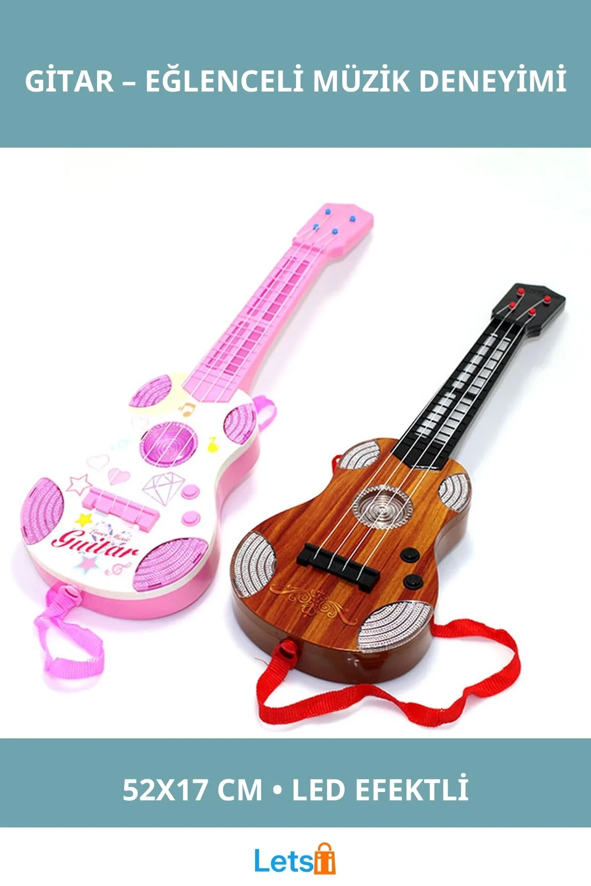 Müzikli LED Işıklı Çocuk Gitar Eğlenceli Oyun İçi Müzik Aracı