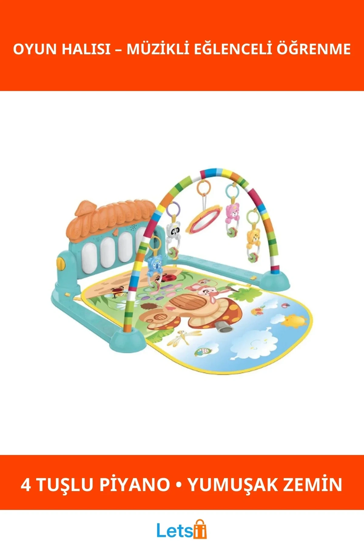 Müzikli Piyanolu Mantar Oyun Halısı Motor Gelişim Destekleyici
