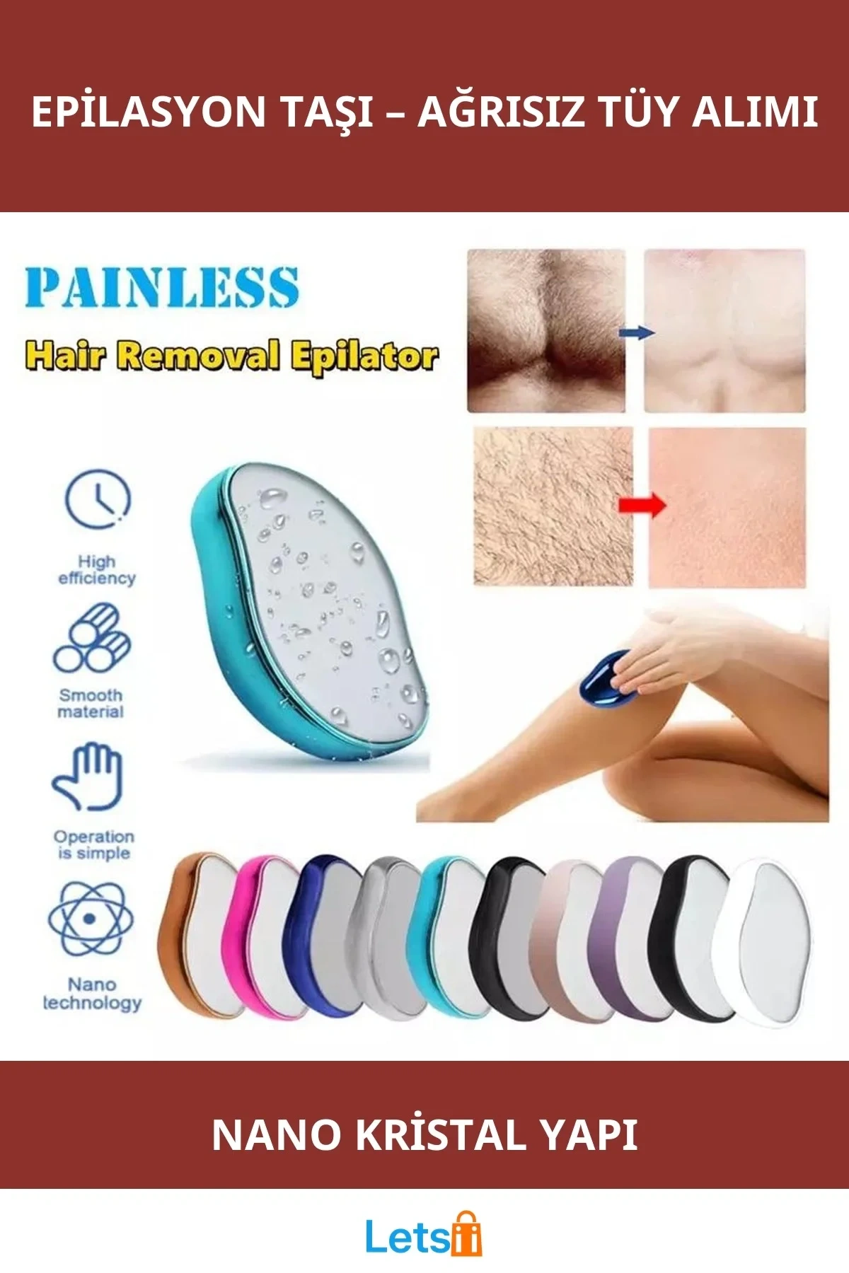 Nano Kristal Hijyenik Acısız Epilasyon Taşı Unisex