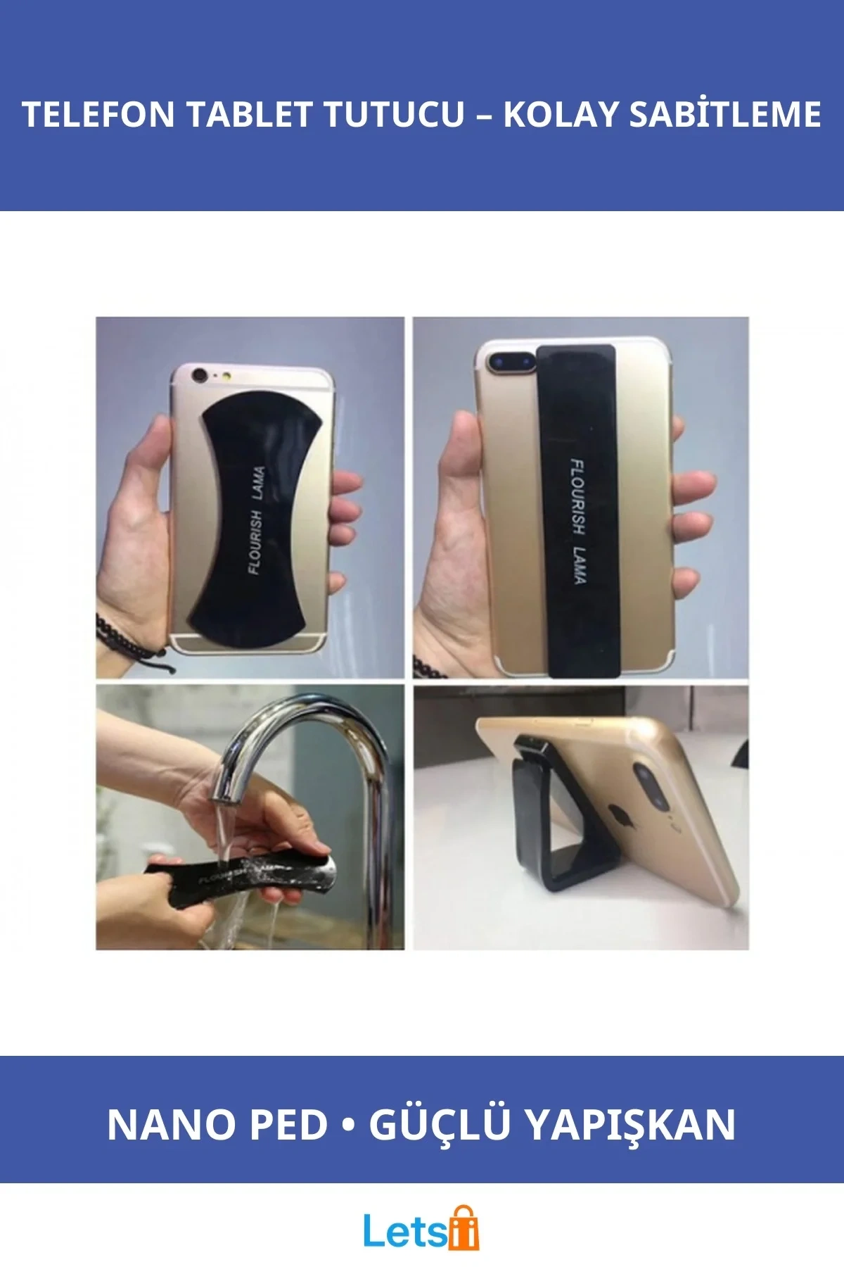 Nano Teknolojiyle Üretilmiş Yapışkan Telefon Tablet Tutucu 2 Adet