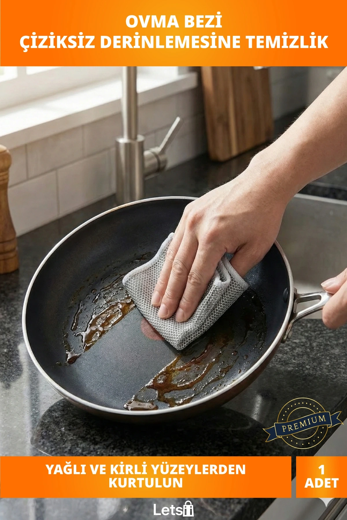 Naylon Alüminyum Renk Çizik Yapmaz Tencere Tava Ovma Bezi 20x20 cm