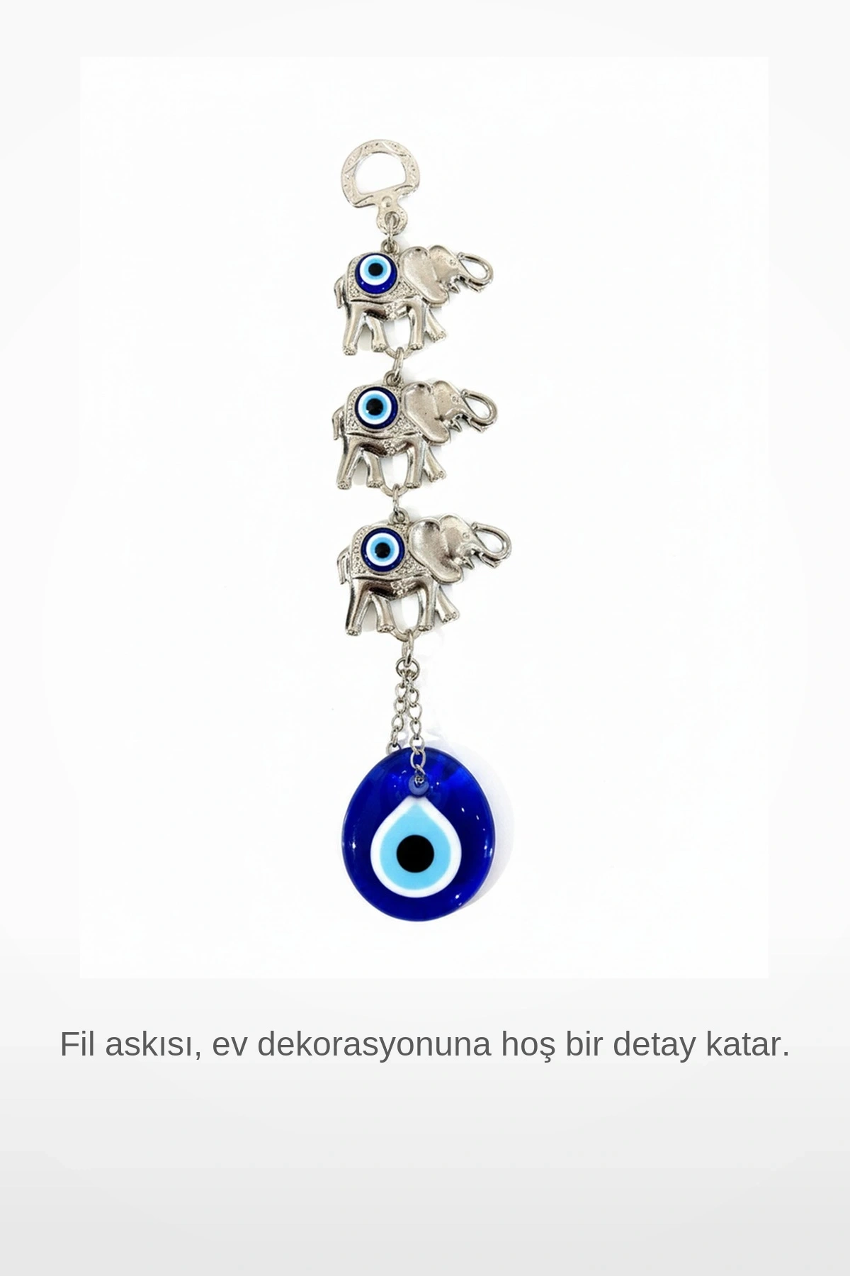 Nazar Boncuklu 3lü Fil Figürlü Dekoratif Duvar/Kapı Askısı