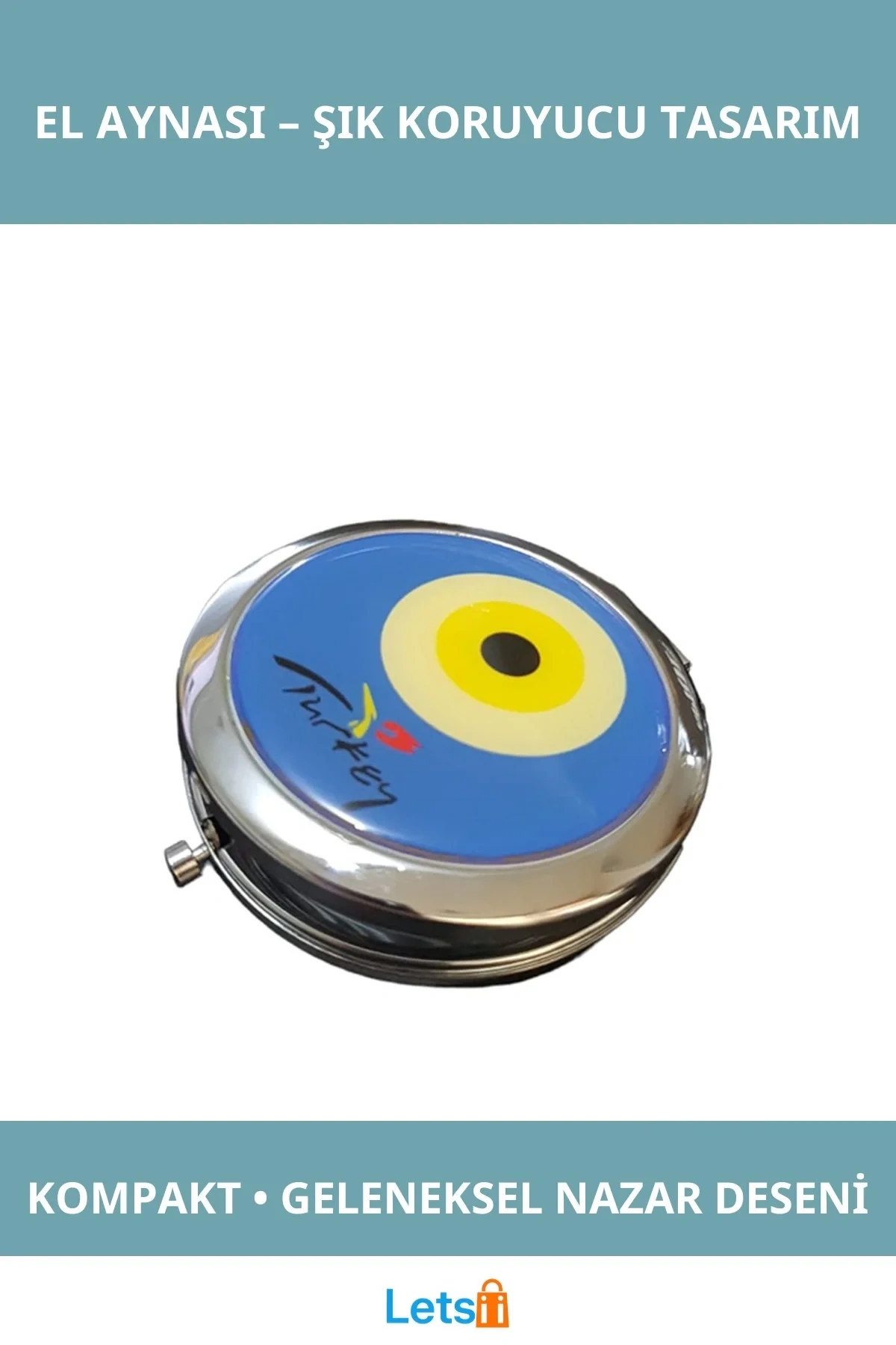 Nazar Boncuklu Taşınabilir Şık El Aynası