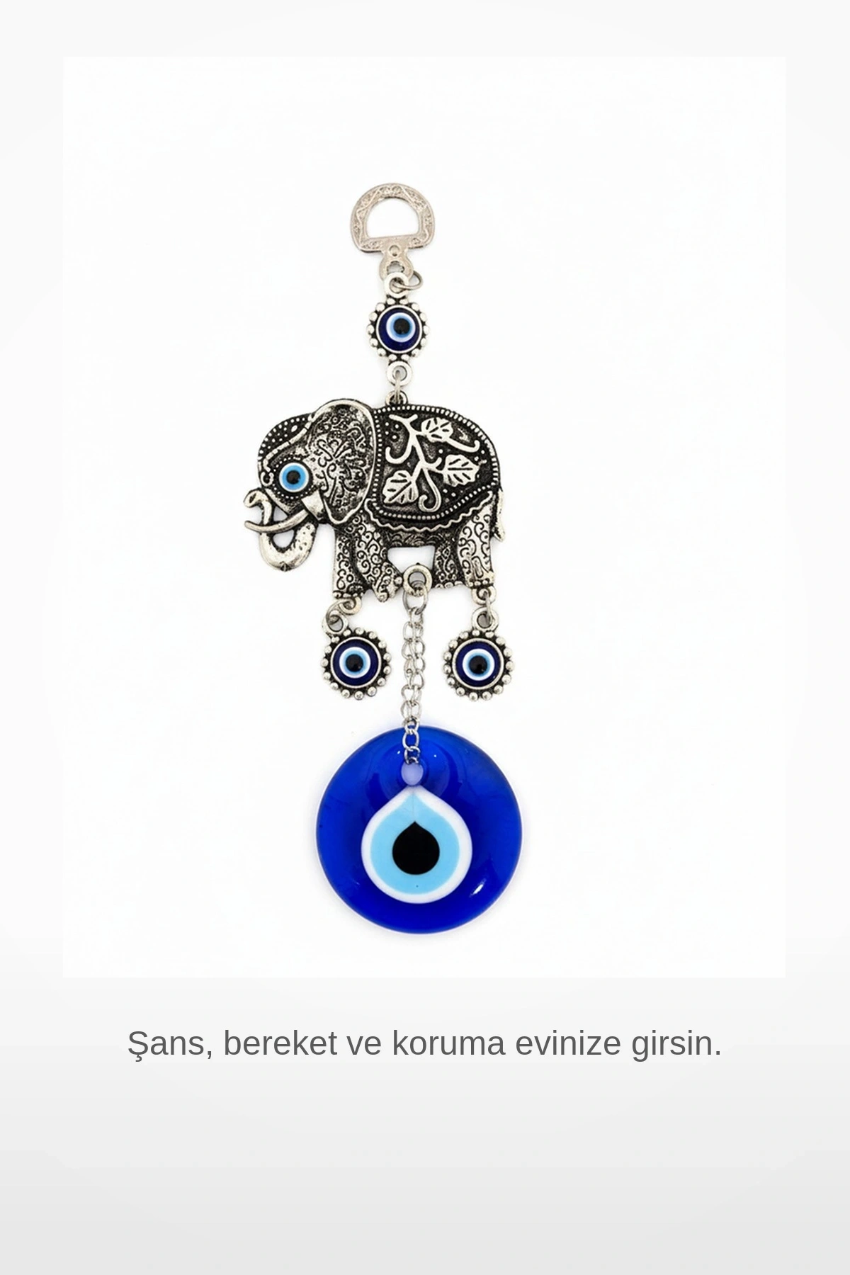 Nazar Boncuklu Tekli Fil Figürlü Dekoratif Askılık