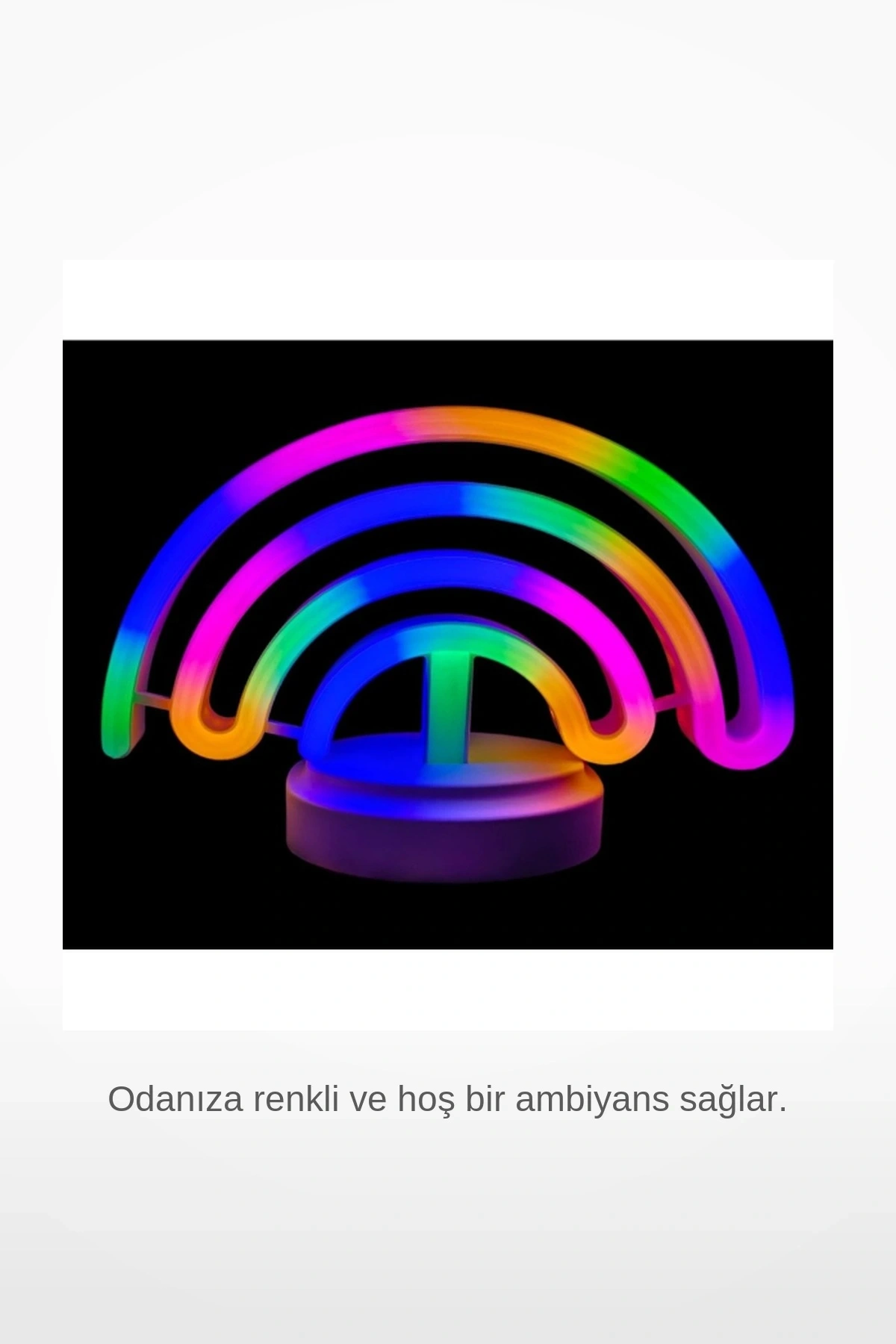 Neon Işıklı Gökkuşağı Masa Gece Lambası USB & Pilli Çalışma Özellikli