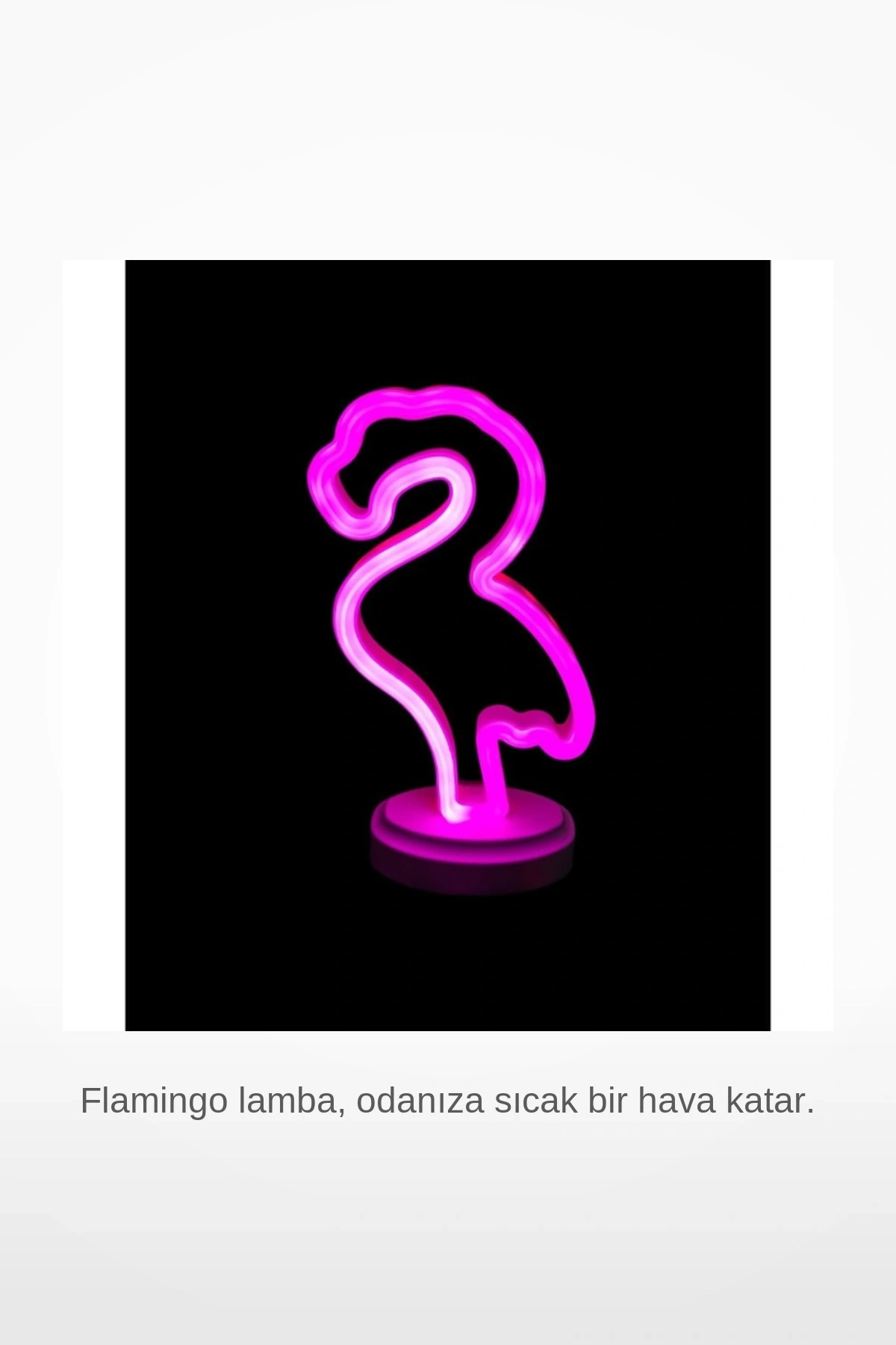 Neon Işıklı Pembe Flamingo Figürlü Masaüstü Gece Lambası