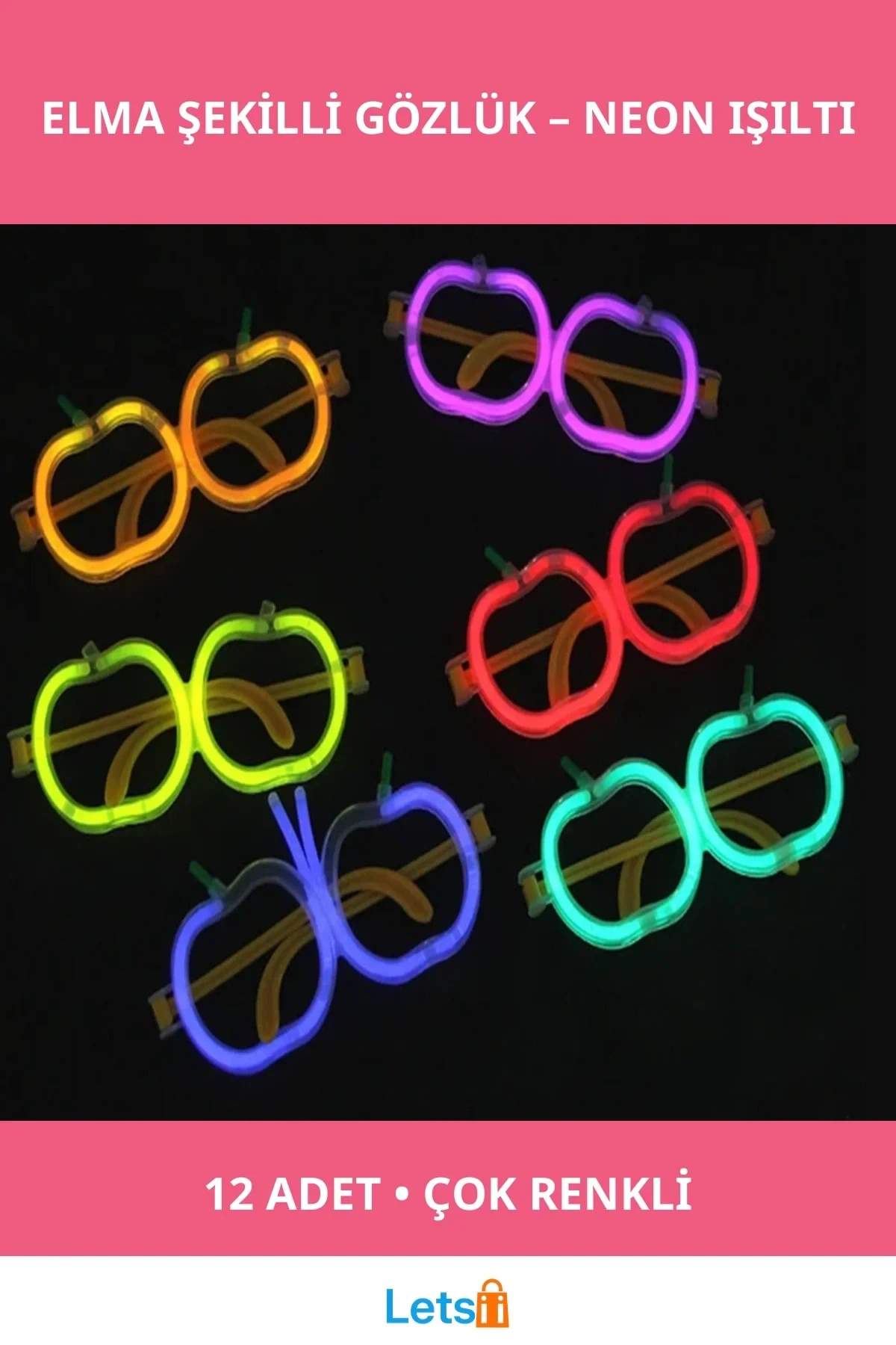 Neon Parti Gözlüğü Seti 12 Adet Renkli Işıklarla Eğlenceli Tasarım