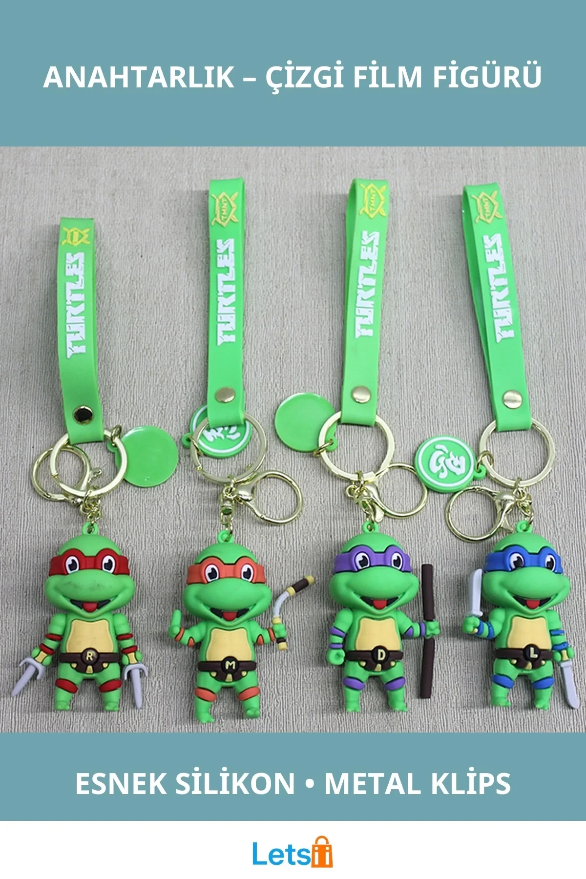 Ninja Kaplumbağalar Silikon Anahtarlık Renkli Figürlü Koleksiyon