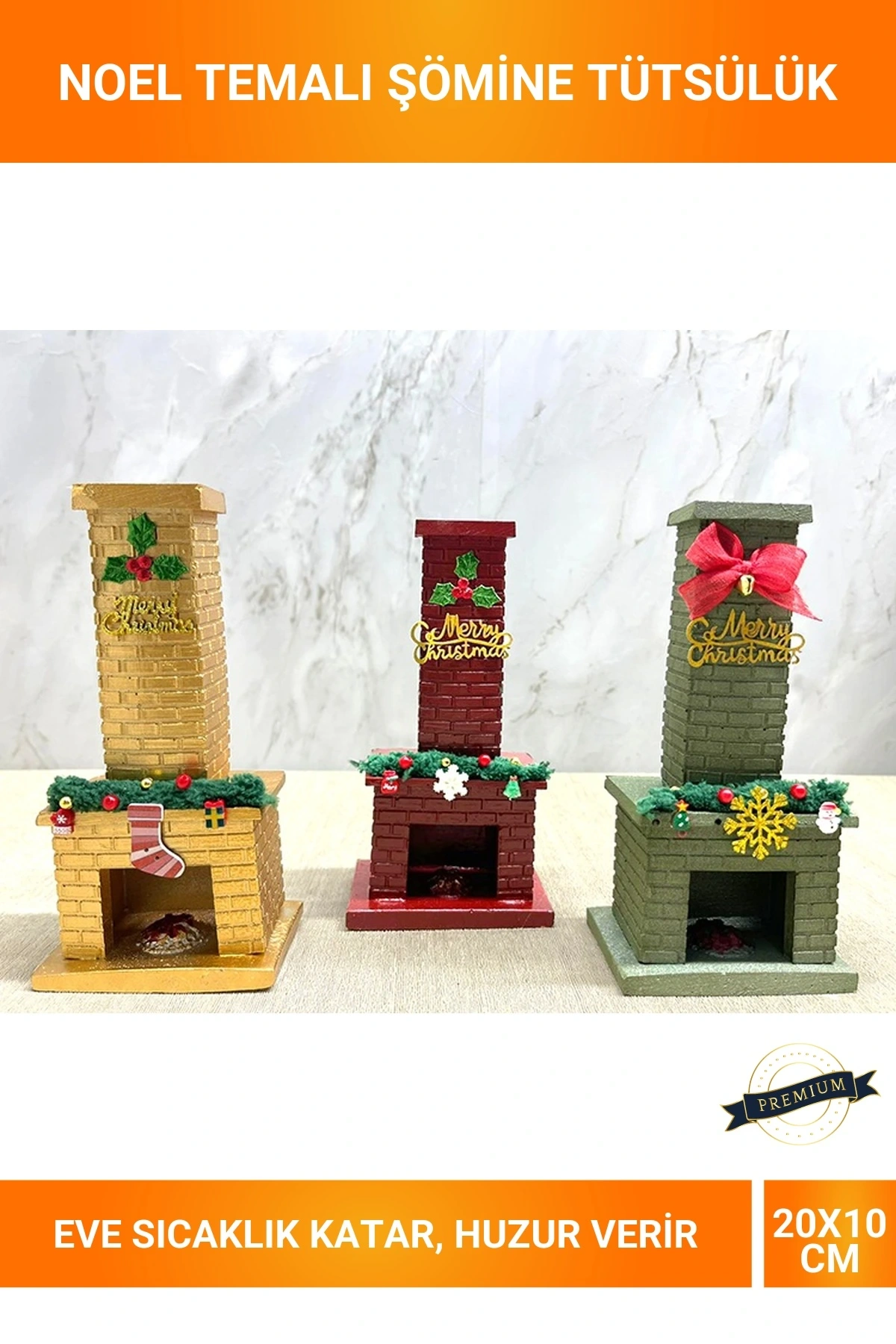 Noel Temalı Dekoratif Polyester Şömine Tütsülük Yılbaşı Ev Dekorasyonu