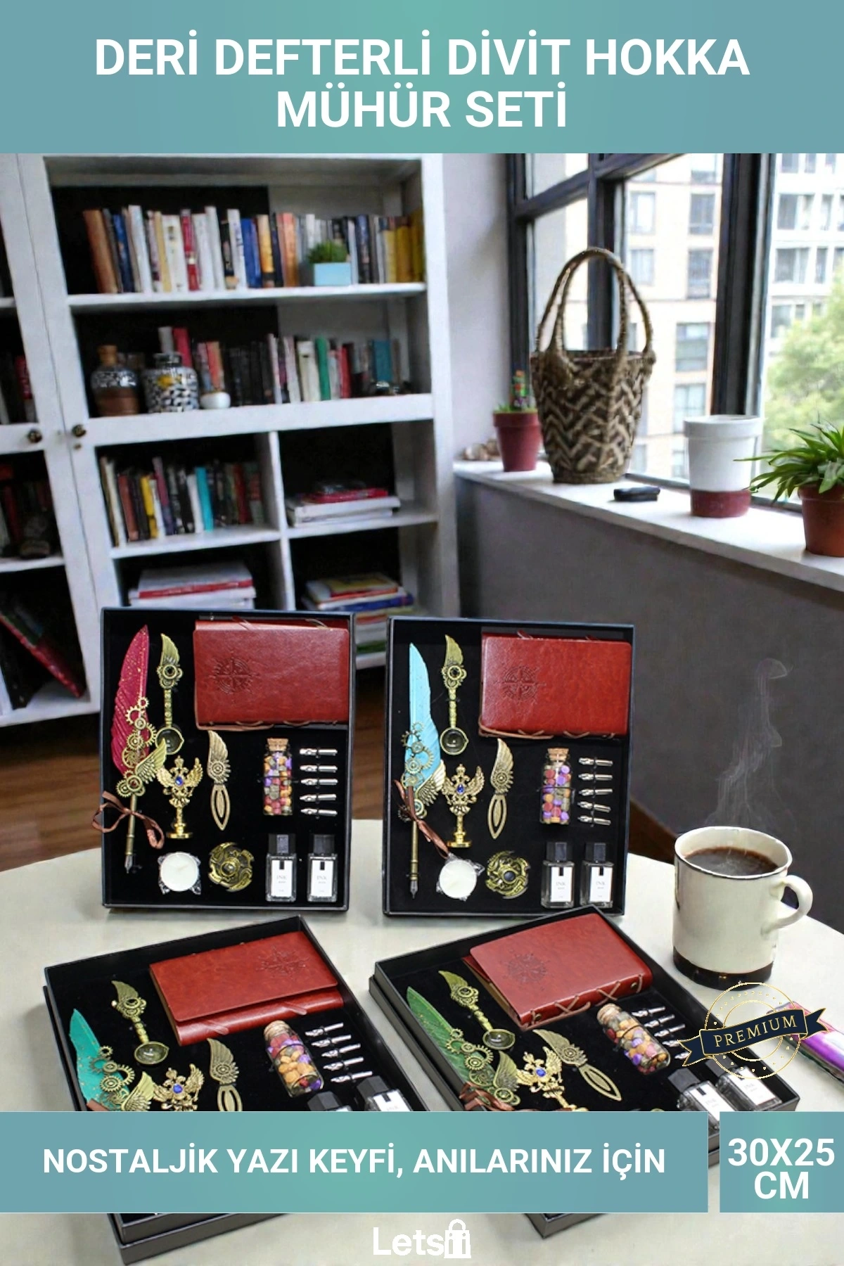 Nostaljik Deri Defterli Divit Kalem Hokka ve Mühür Seti