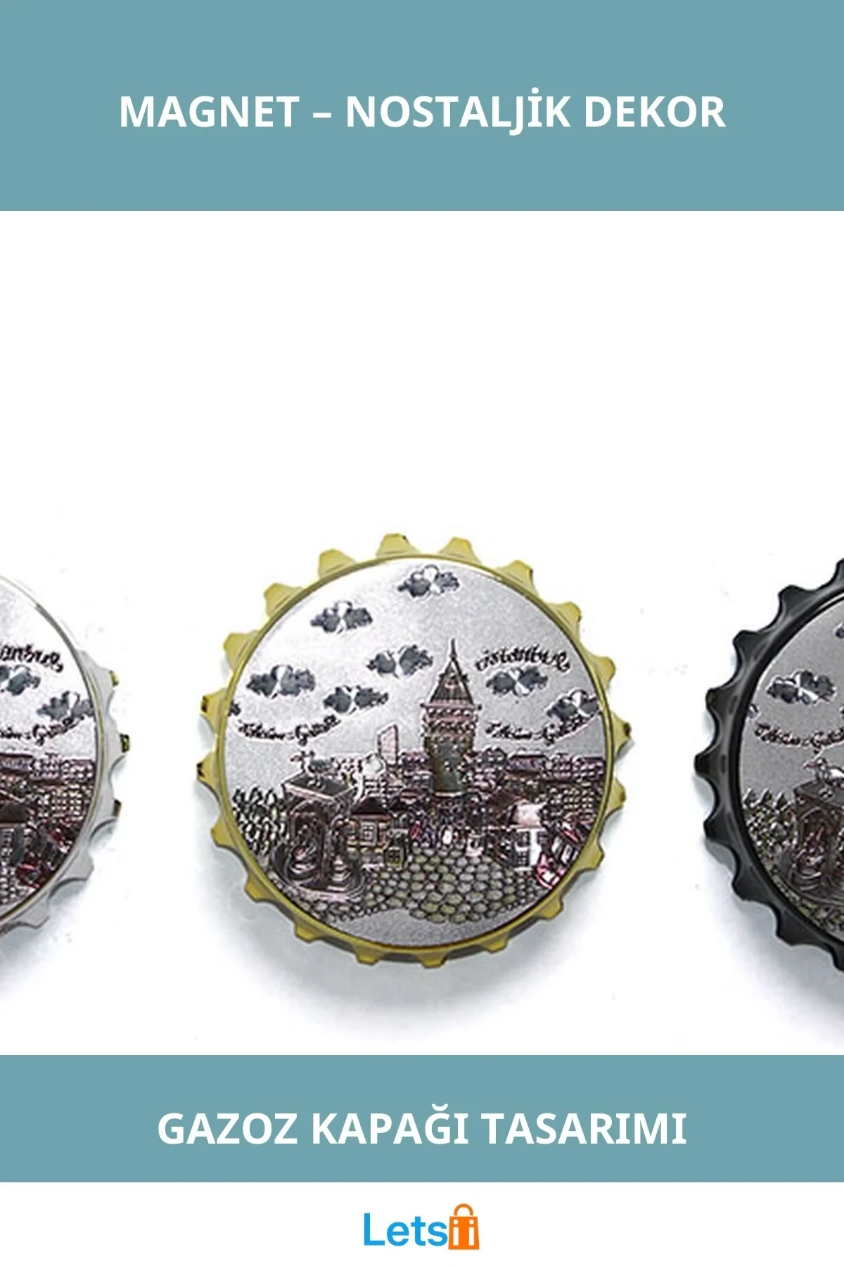 Nostaljik İstanbul Temalı Gazoz Kapağı Magnet