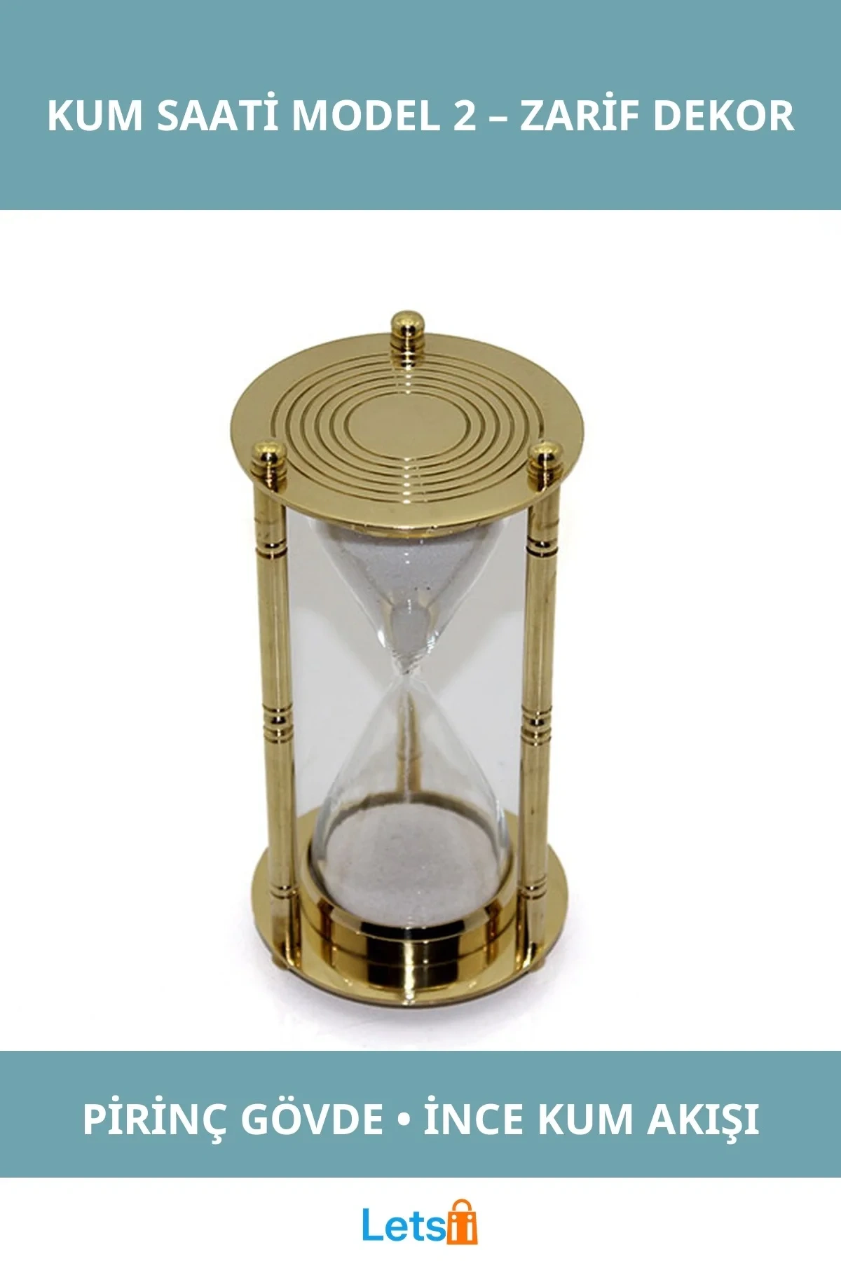 Nostaljik Pirinç Kum Saati Şık Dekoratif Obje