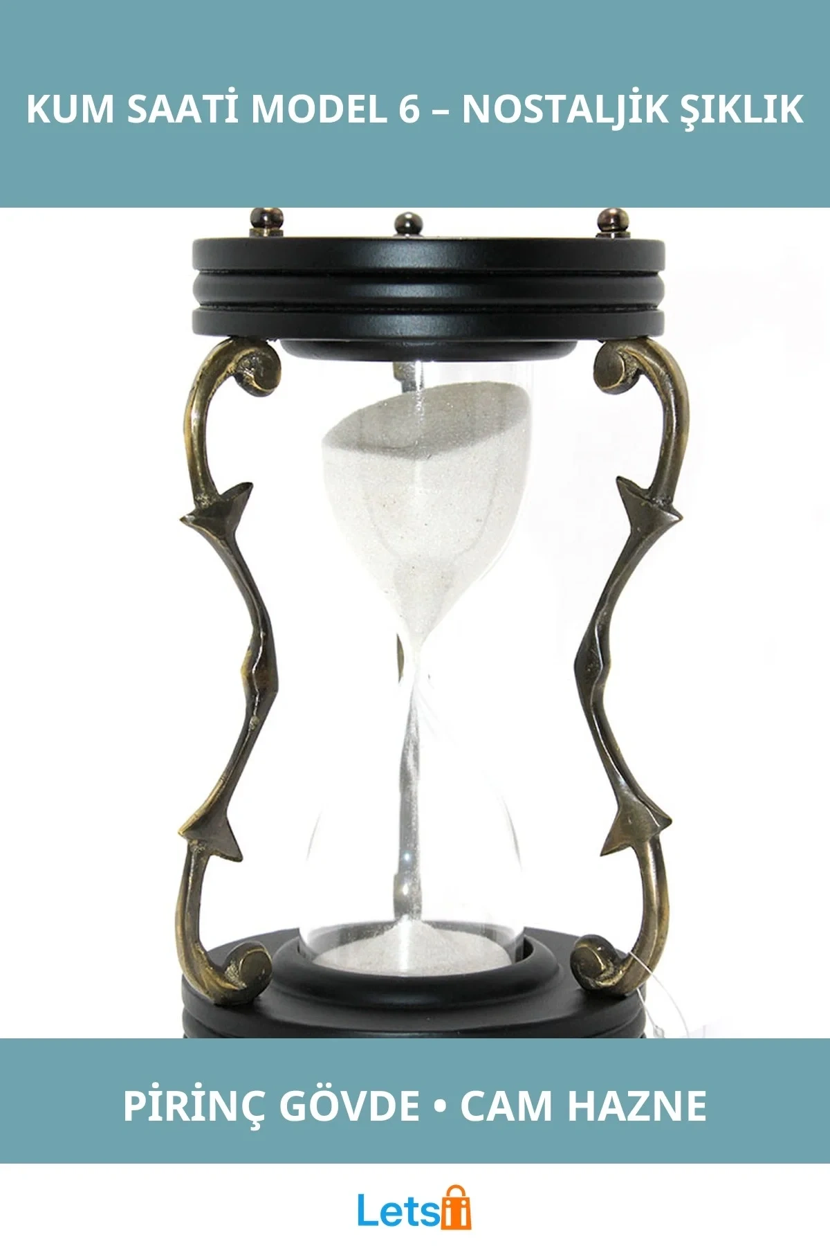 Nostaljik Pirinç Kum Saati Zarif Masa Dekoru