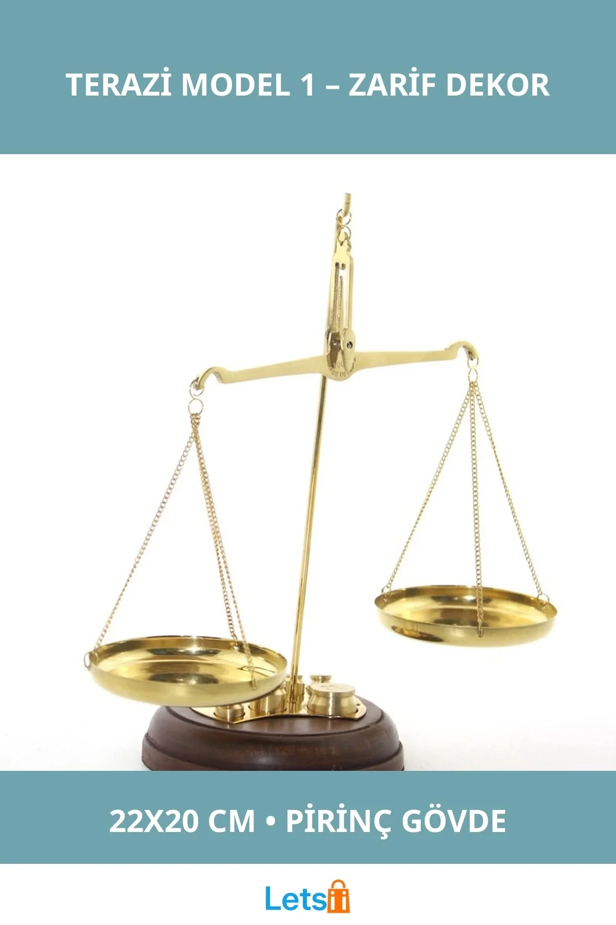 Nostaljik Pirinç Terazi 22x20 cm Dekoratif Obje