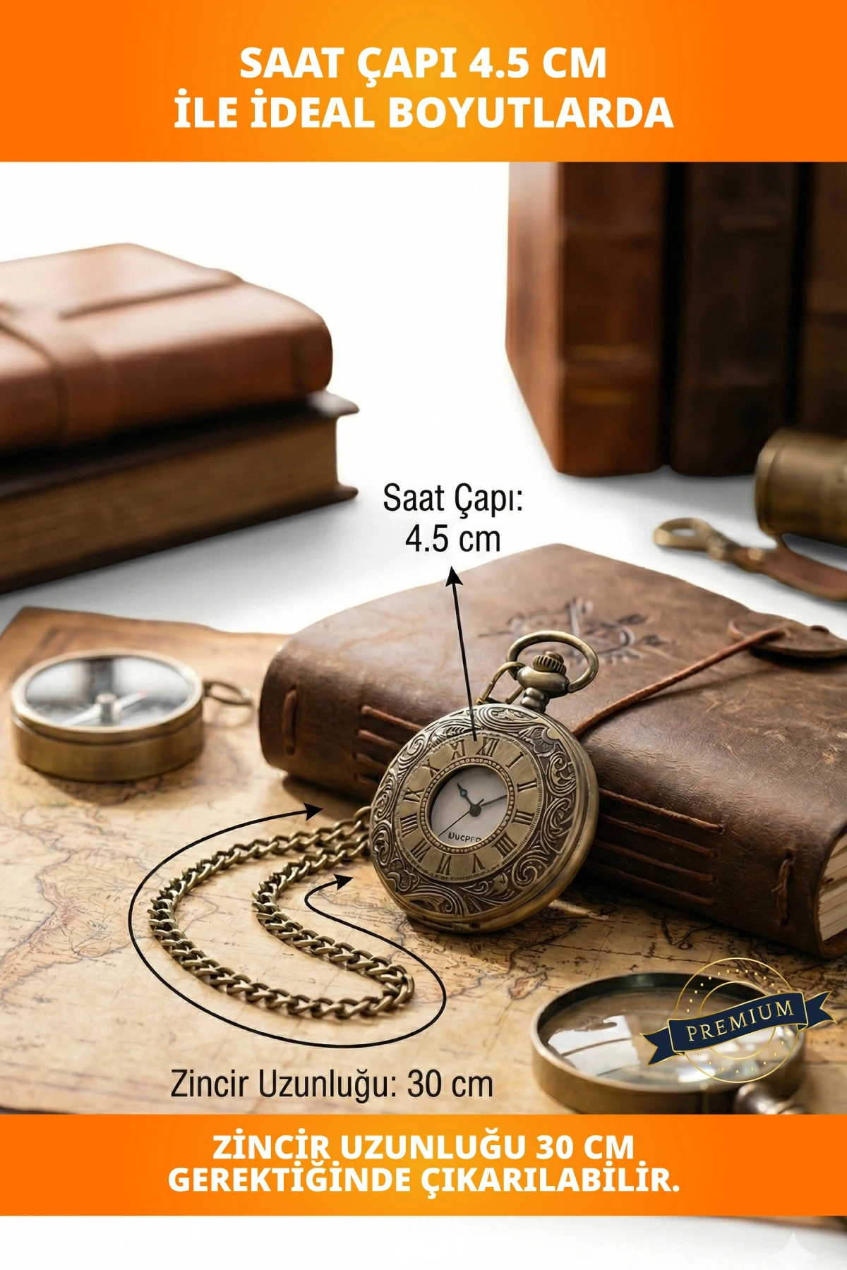 Nostaljik Vintage Tasarım Köstekli Saat Antika Görünüm