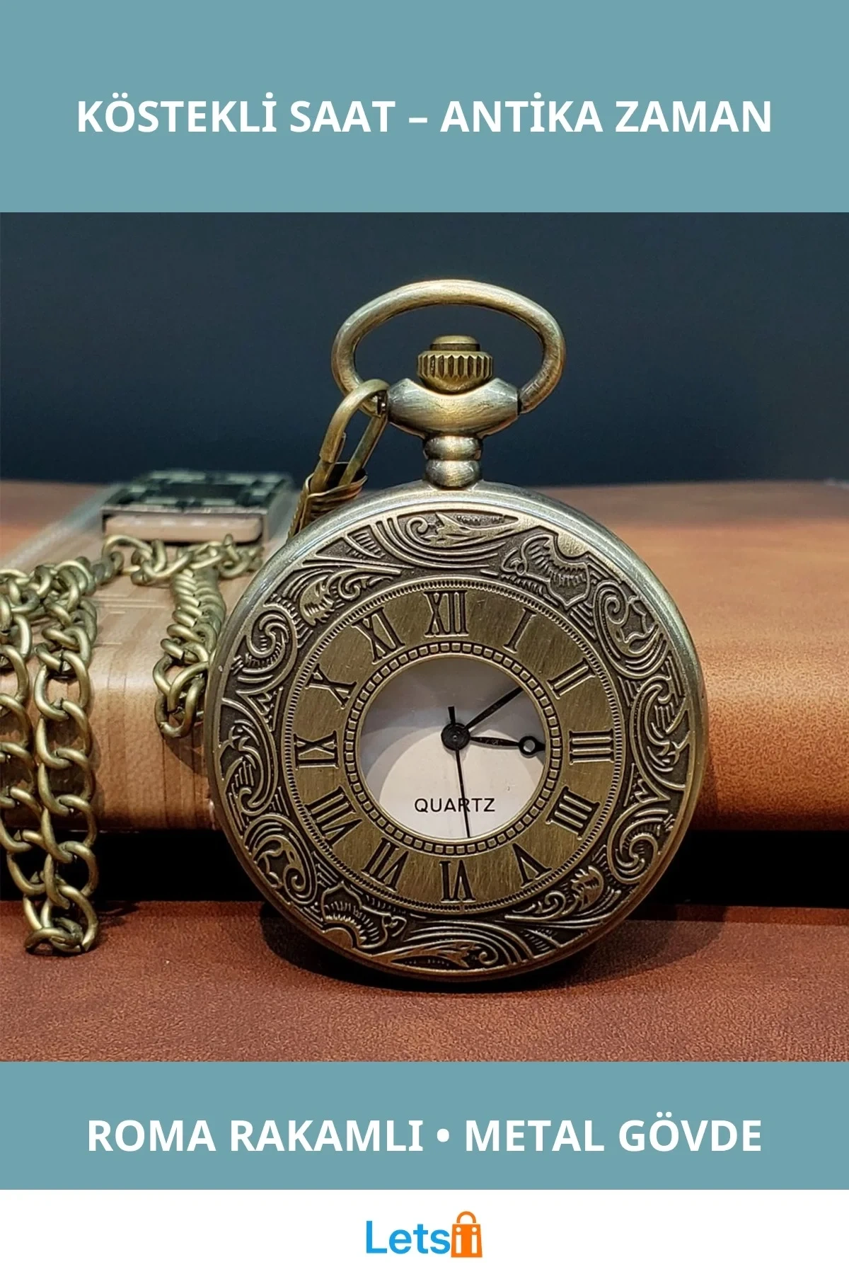 Nostaljik Vintage Tasarım Köstekli Saat Antika Görünüm