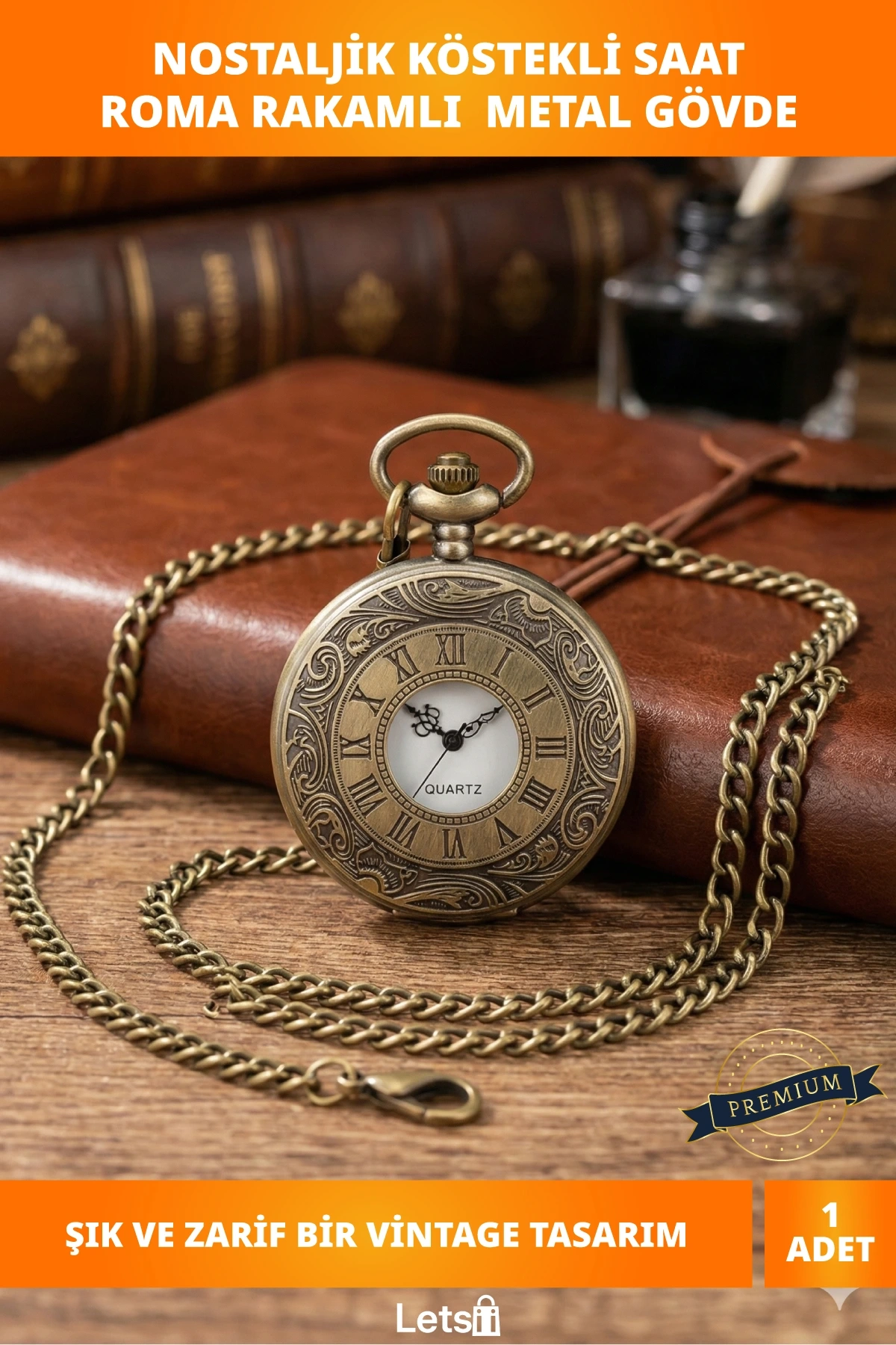 Nostaljik Vintage Tasarım Köstekli Saat Antika Görünüm