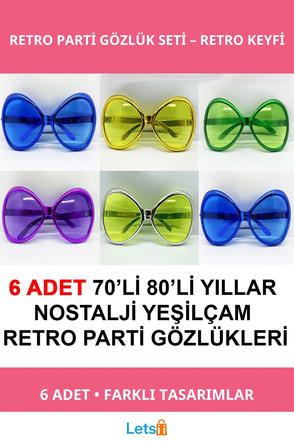 Nostaljik Yeşilçam Retro Parti Gözlükleri 6 Adet