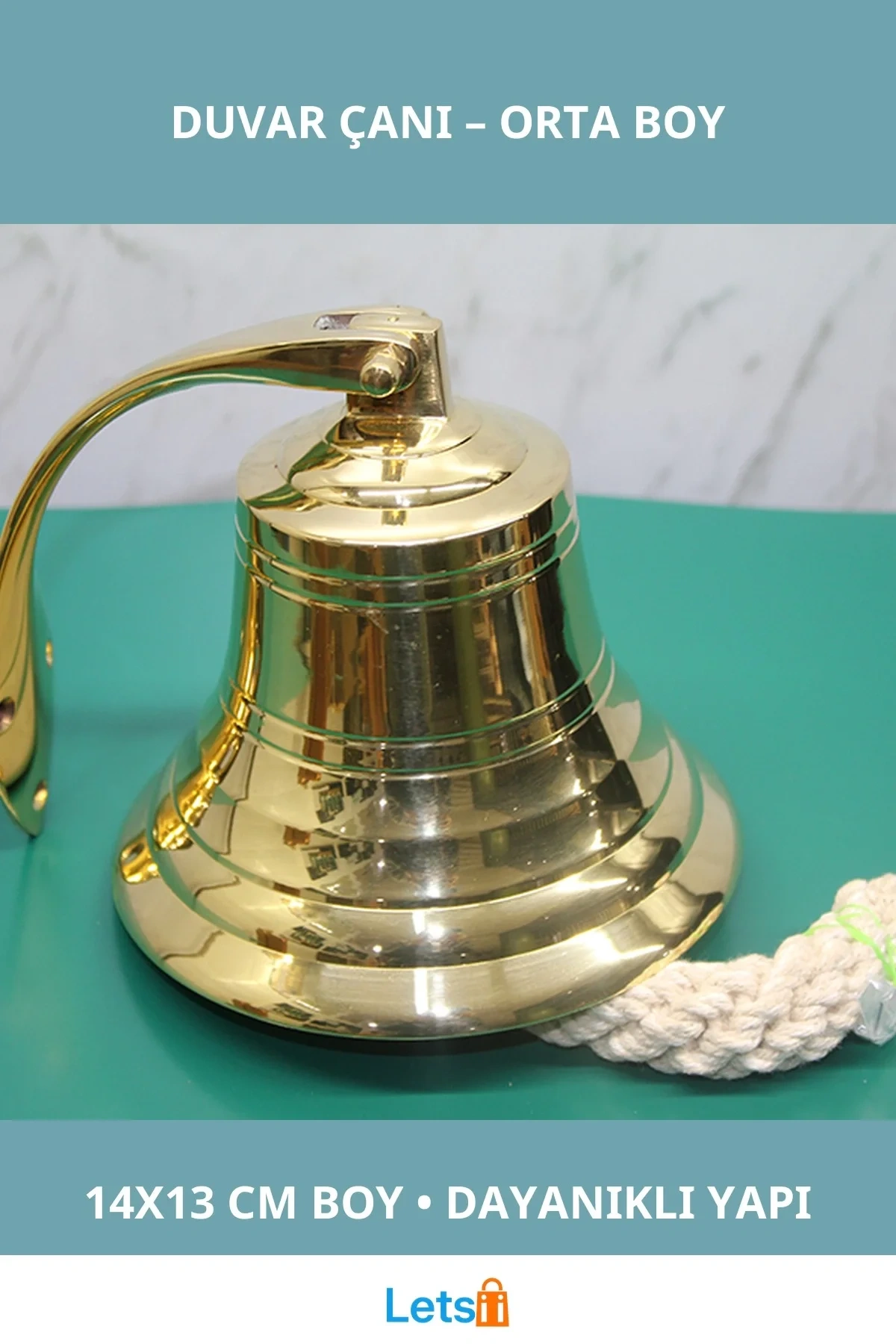 Orta Boy Pirinç Duvara Asmalı Çan Dekoratif ve İşlevsel