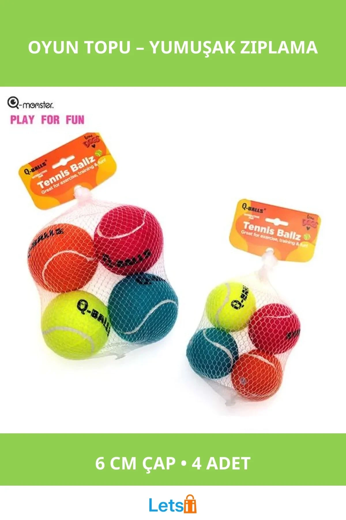 Orta ve İri Irk Köpekler için Yumuşak Oyun Topu 4 Adet 6 cm