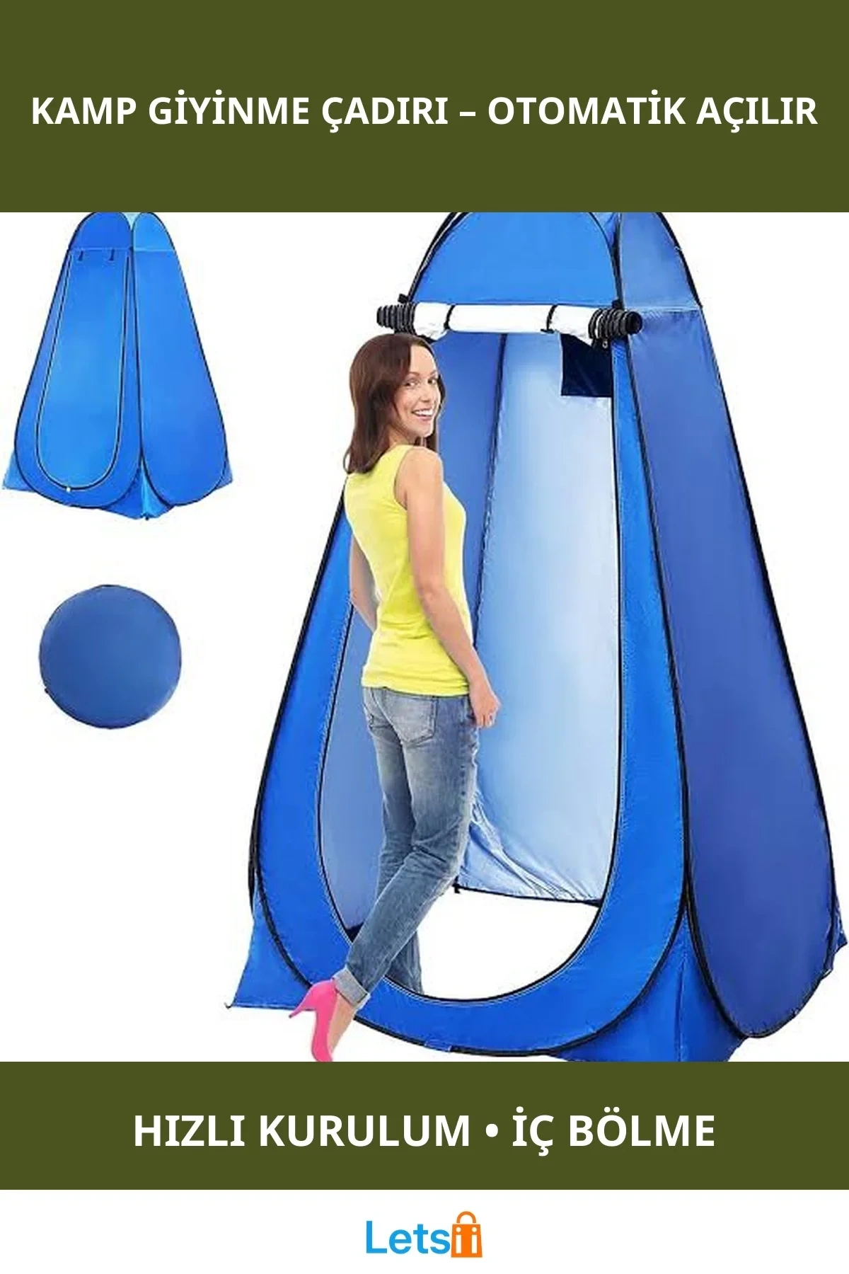 Otomatik Açılan Giyinme Çadırı 120x120x190 cm Dayanıklı Malzeme