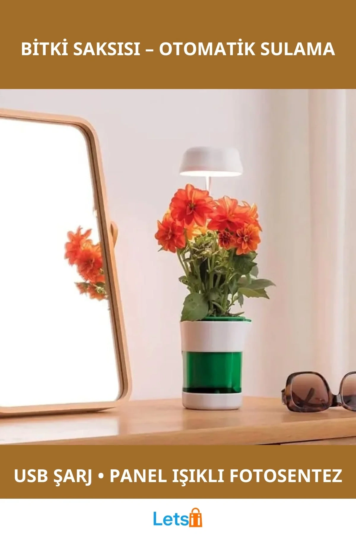 Otomatik Sulama ve LED Işık Destekli Hızlı Bitki Yetiştirme Saksısı Şarj Edilebilir