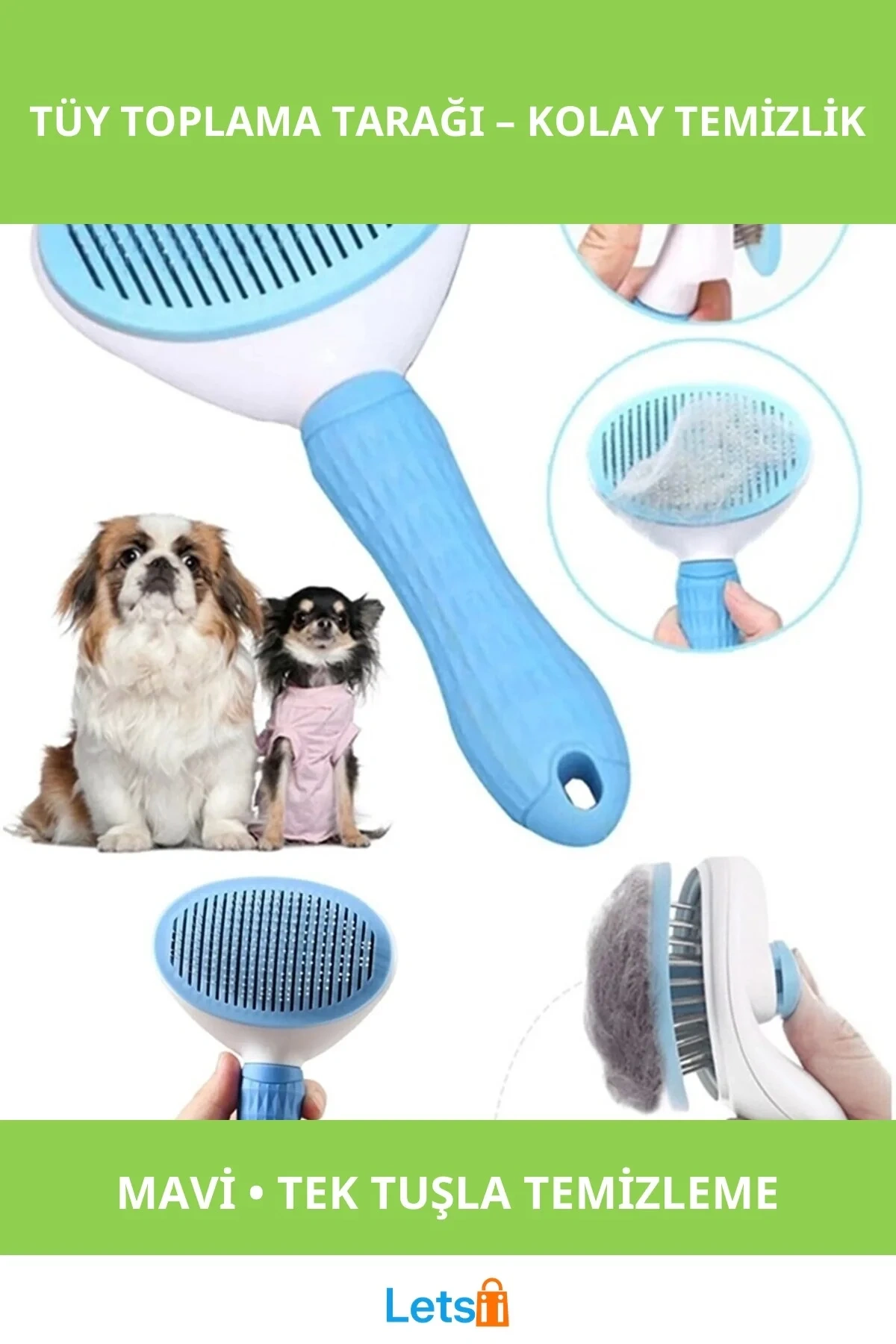 Otomatik Temizlenen Kedi Köpek Tüy Tarama Fırçası Mavi