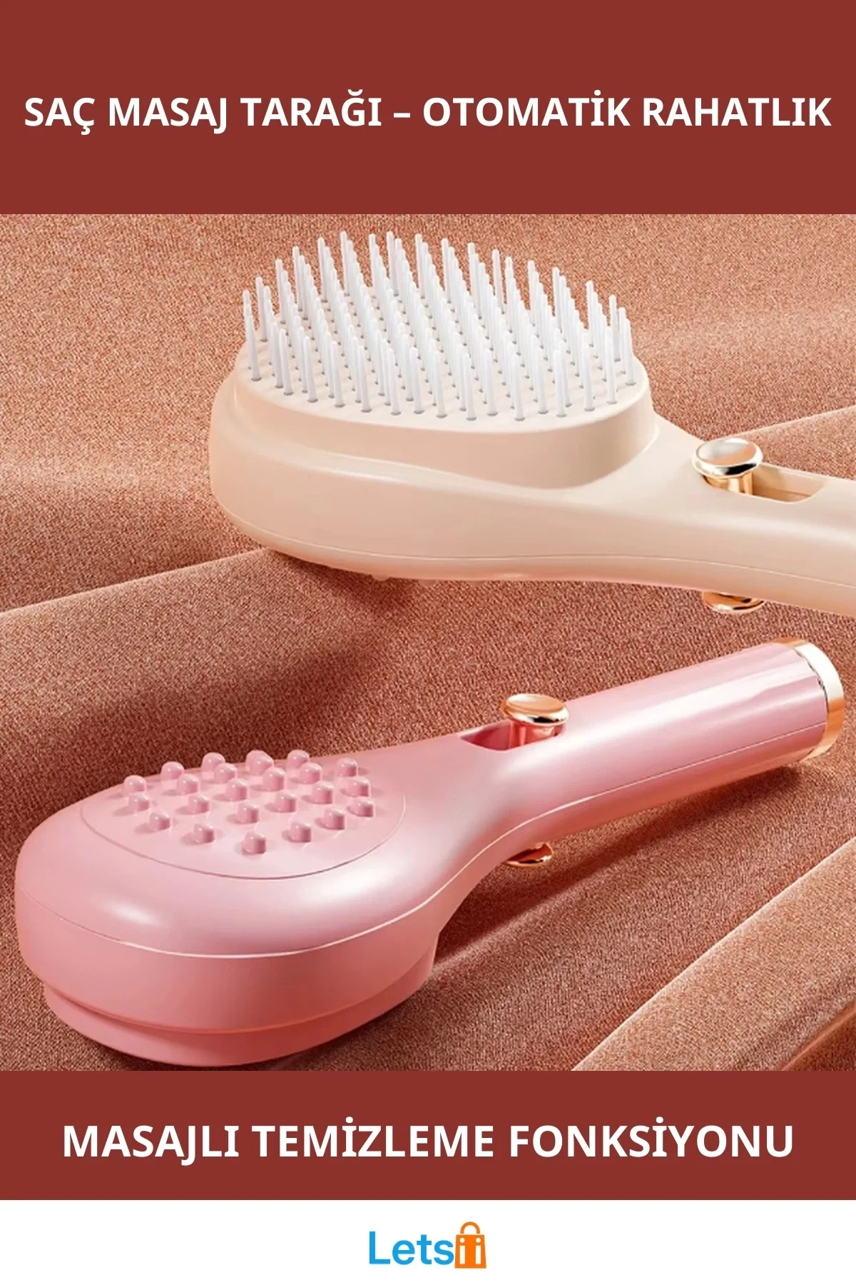 Otomatik Tuşlu Masaj Özellikli Saç Temizleme Tarağı