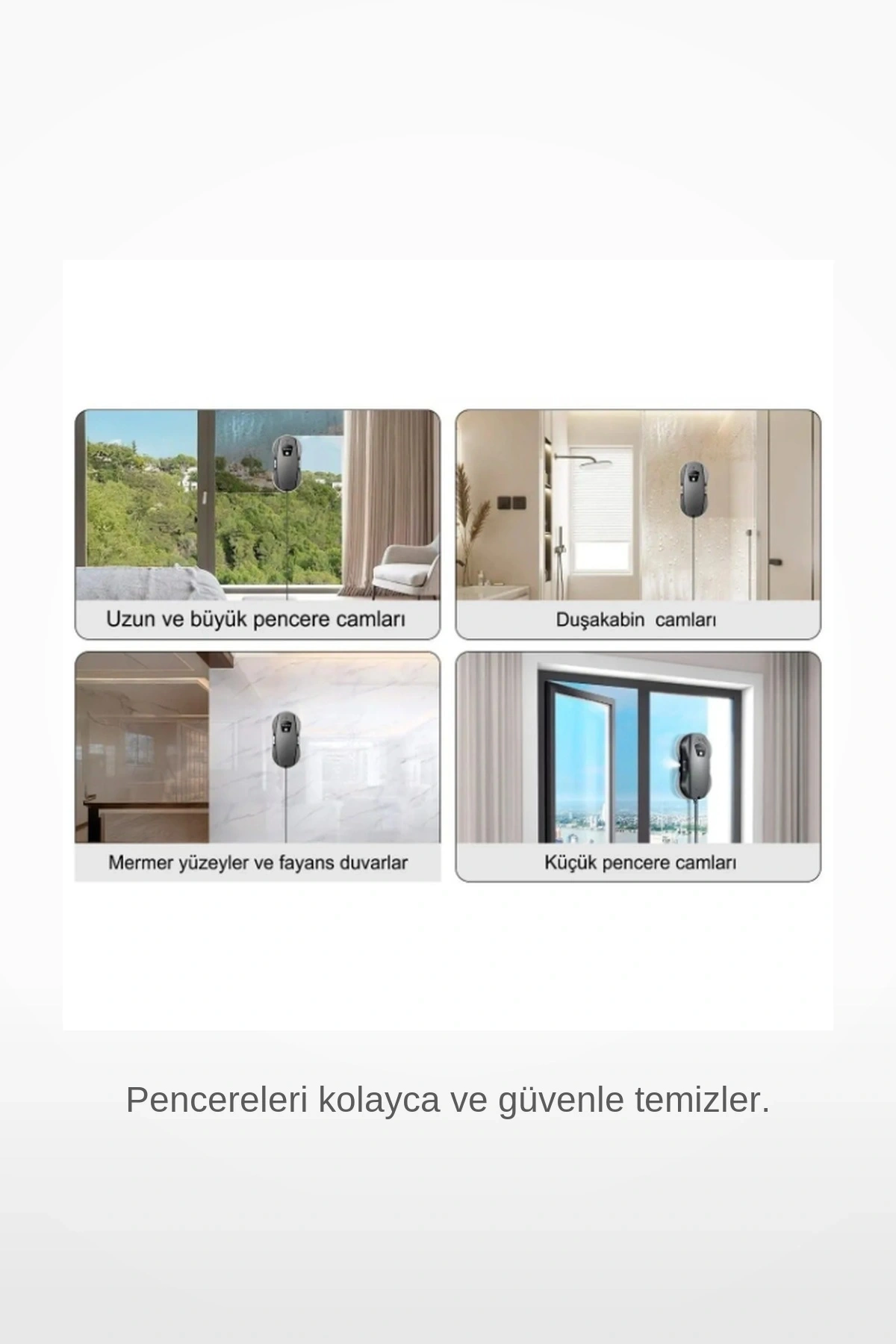 Otomatik Vakumlu Şarjlı 3 Farklı Modlu Yüksek Cam Pencere Silme Robotu