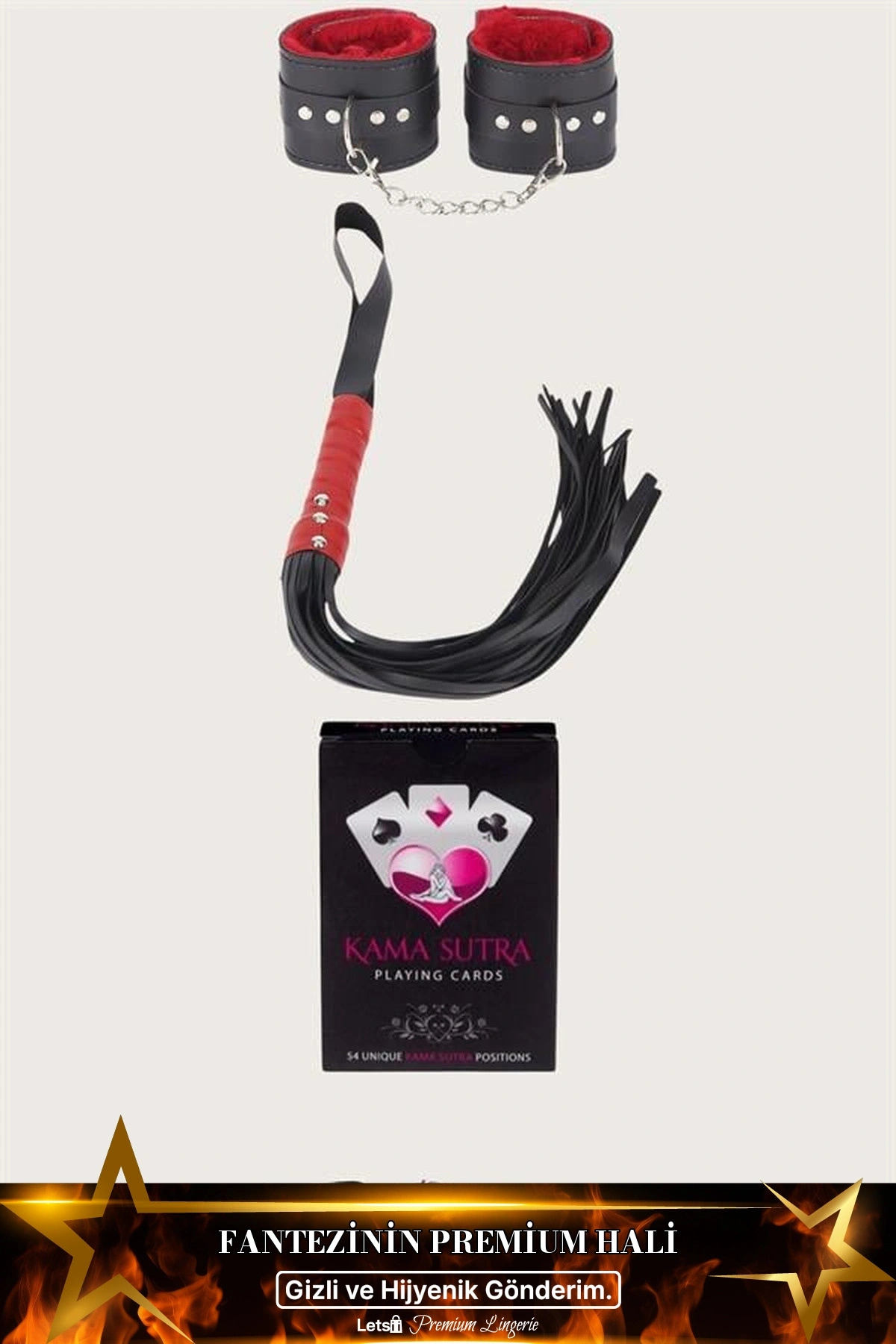 Oyun Kartı Kama Sutra Kelepçe Kırbaç Fantezi Seti Standart Renk