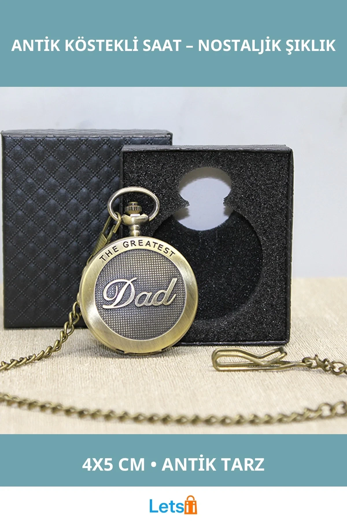 Özel Kutulu Antik Köstekli Dad (Baba) Tasarımlı Saat