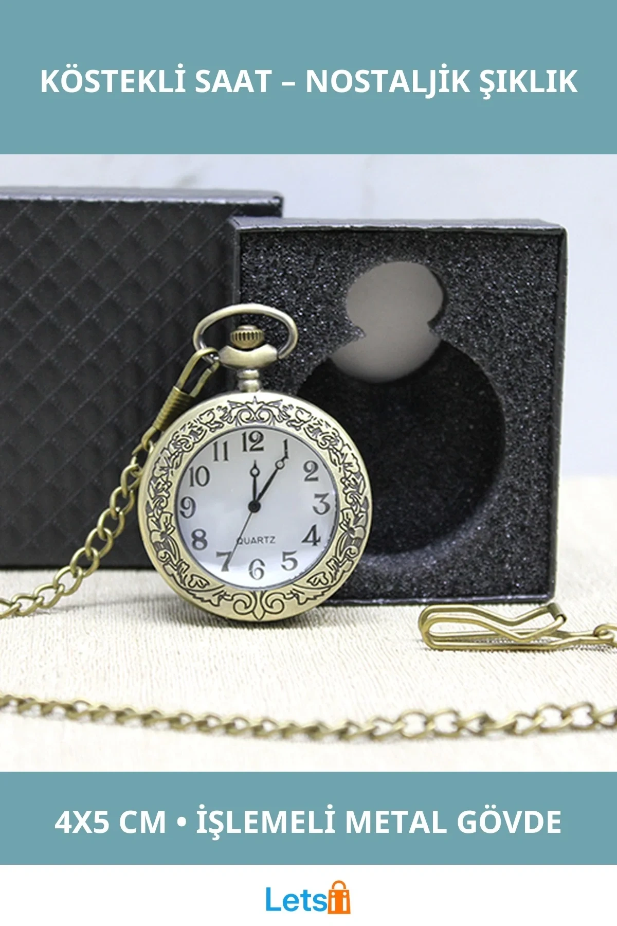 Özel Kutulu Antik Köstekli Saat Model 3 Şık Tasarım