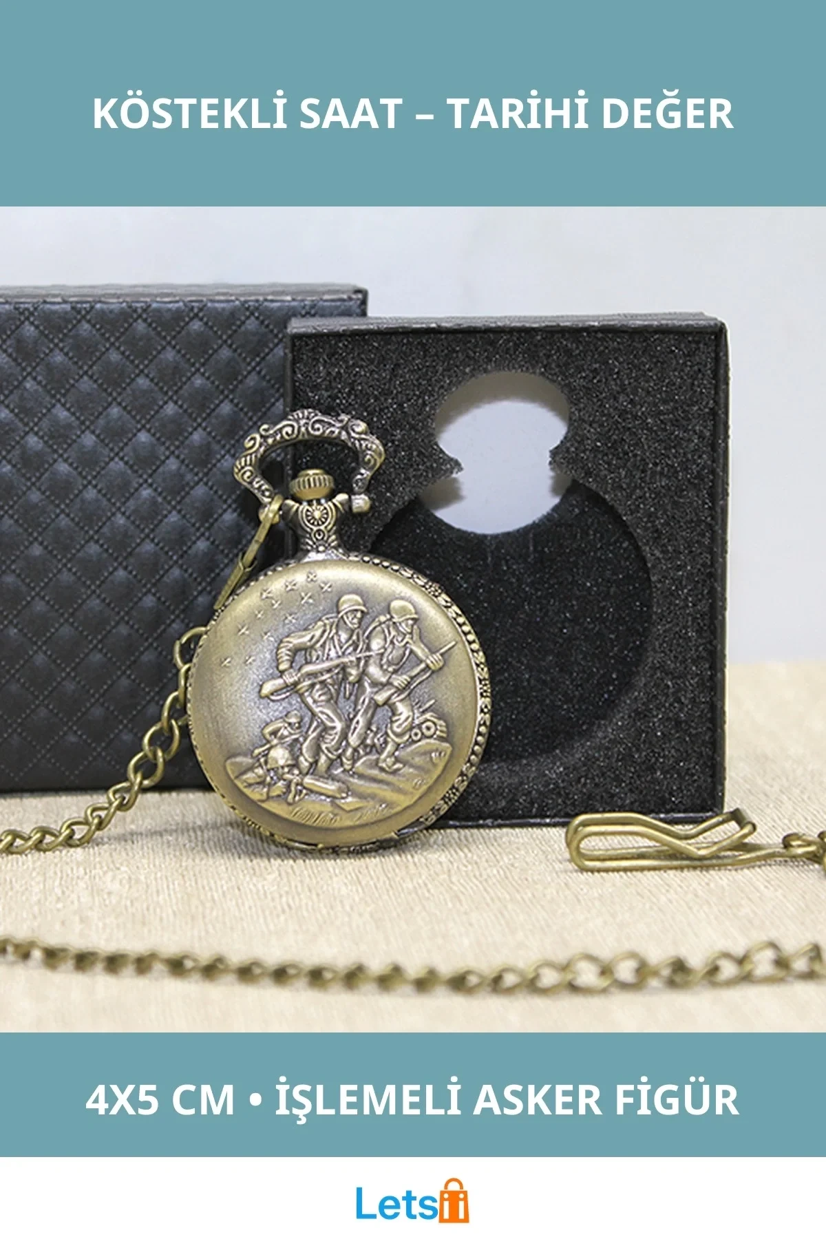 Özel Kutulu Çanakkale Destanı Antik Bronz Köstekli Saat