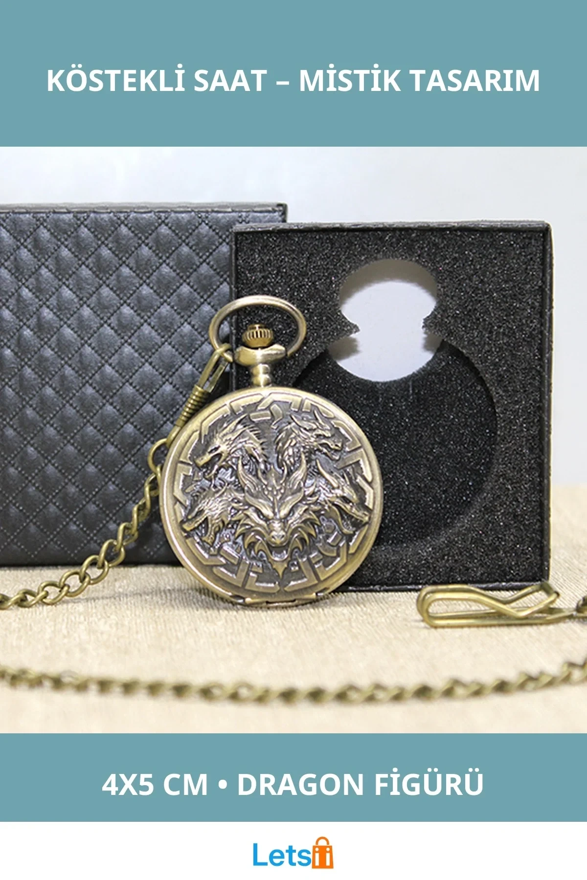 Özel Kutulu Dragonlu Antik Köstekli Saat