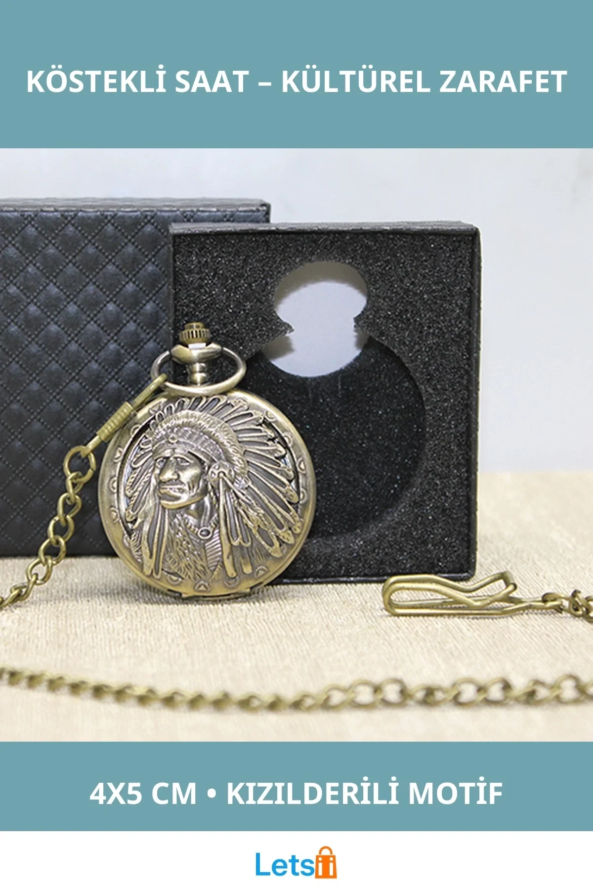 Özel Kutulu Kızılderili Köstekli Cep Saati